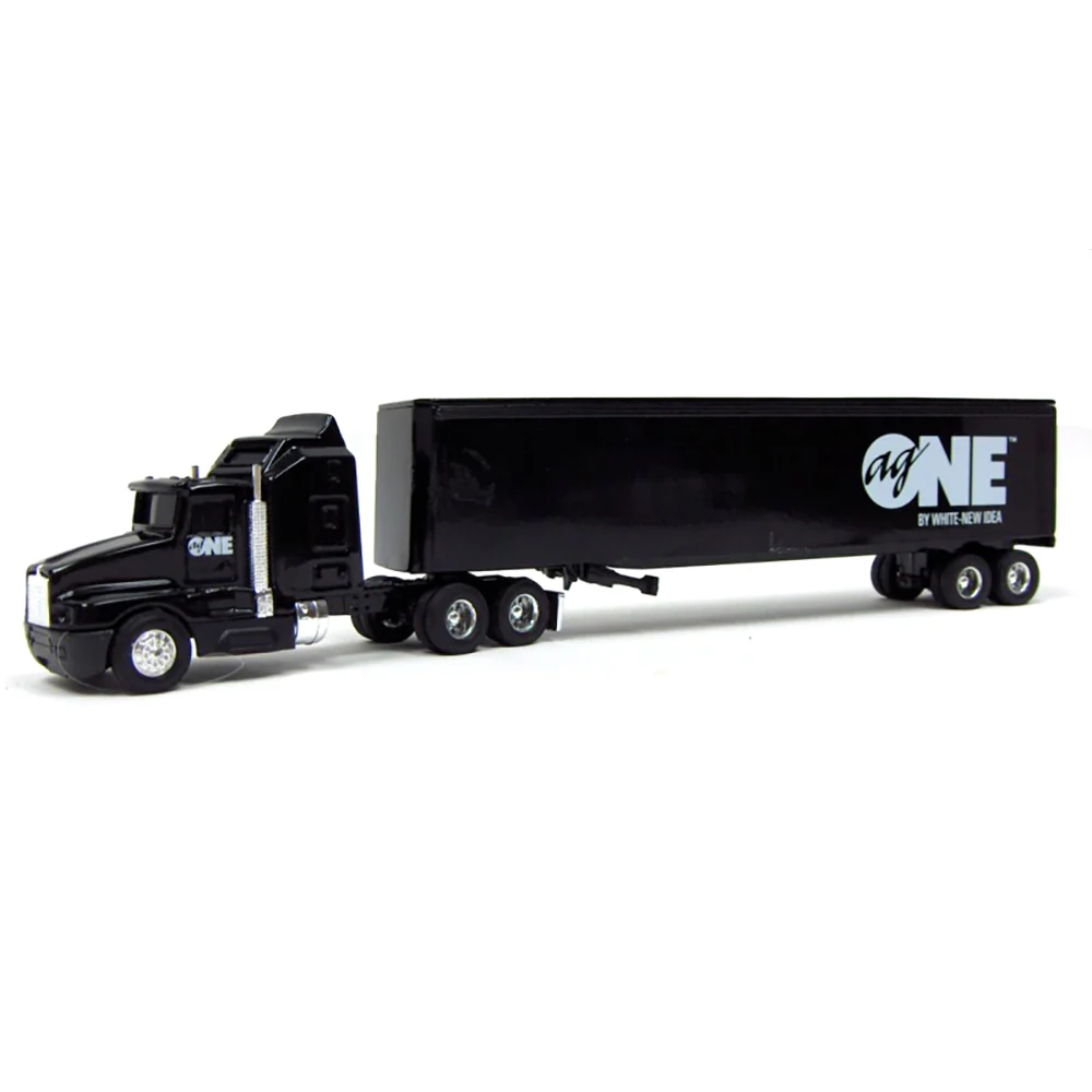 1/64 ERTL Black Kenworth T600A Semi Truck & Trailer, AG ONE by White New Idea