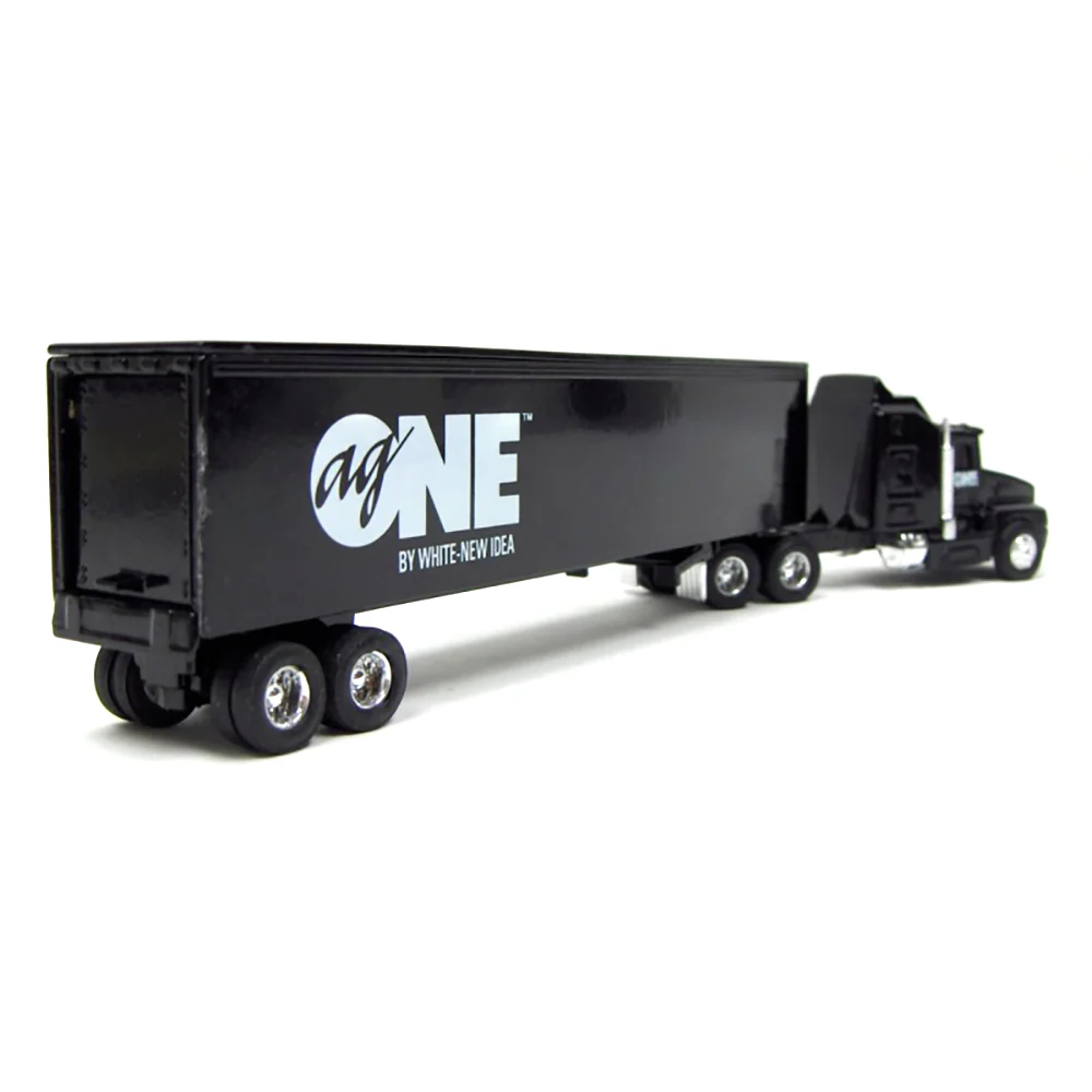 1/64 ERTL Black Kenworth T600A Semi Truck & Trailer, AG ONE by White New Idea - Image 2