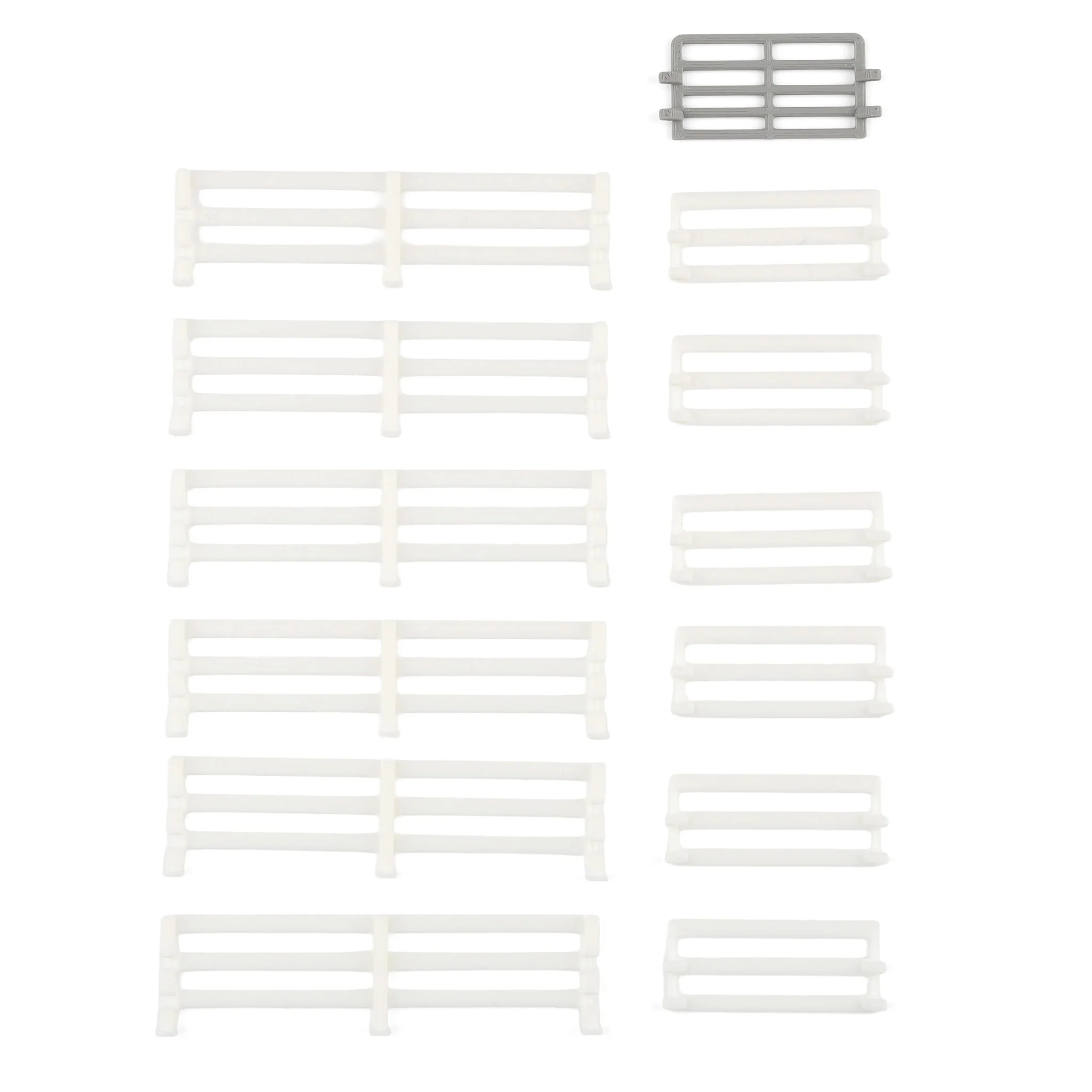 1/64 White-Painted Look Fencing 6-Pack with Gate by REVD Toys, 3D Printed - Image 4