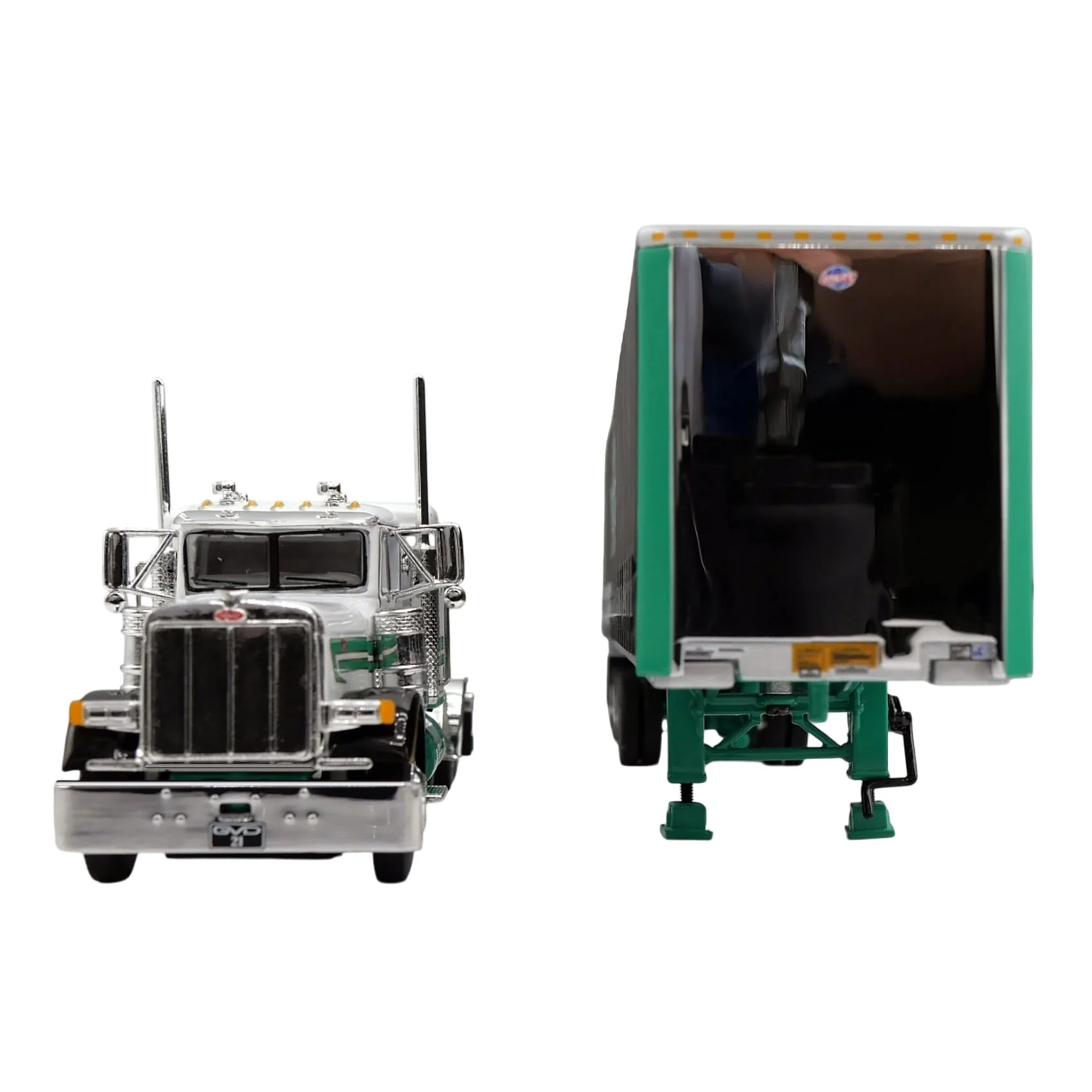 1/64 White Peterbilt 379 Semi Truck with Van Dyke Trucking Curtain-Side Trailer, DCP by First Gear - Image 2