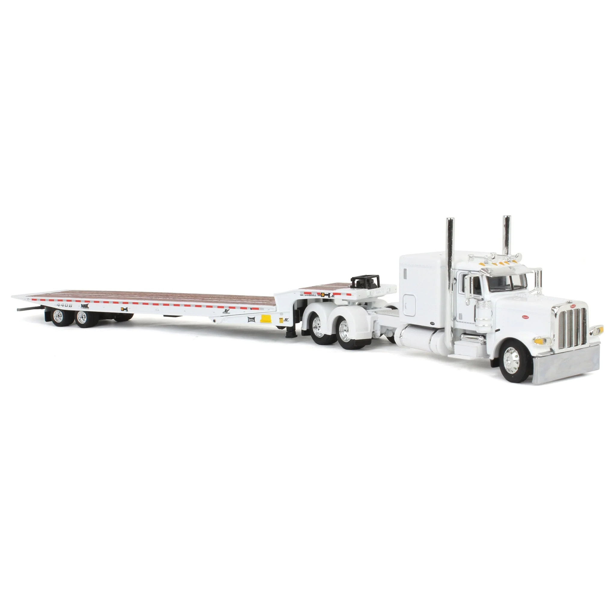 1/64 White Peterbilt 389 with Landoll 440B-50CA Traveling Axle Trailer, DCP by First Gear - Image 2