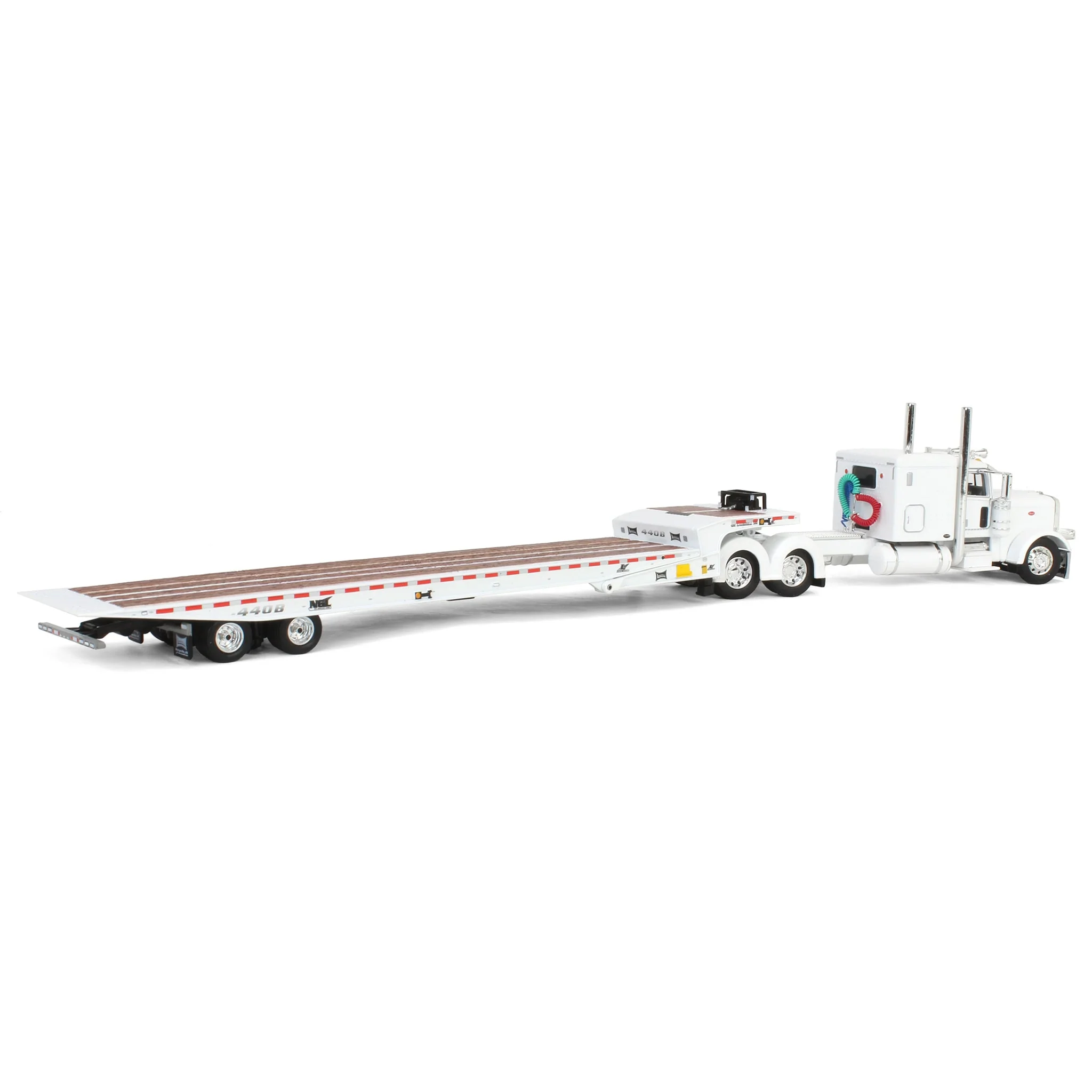 1/64 White Peterbilt 389 with Landoll 440B-50CA Traveling Axle Trailer, DCP by First Gear - Image 3