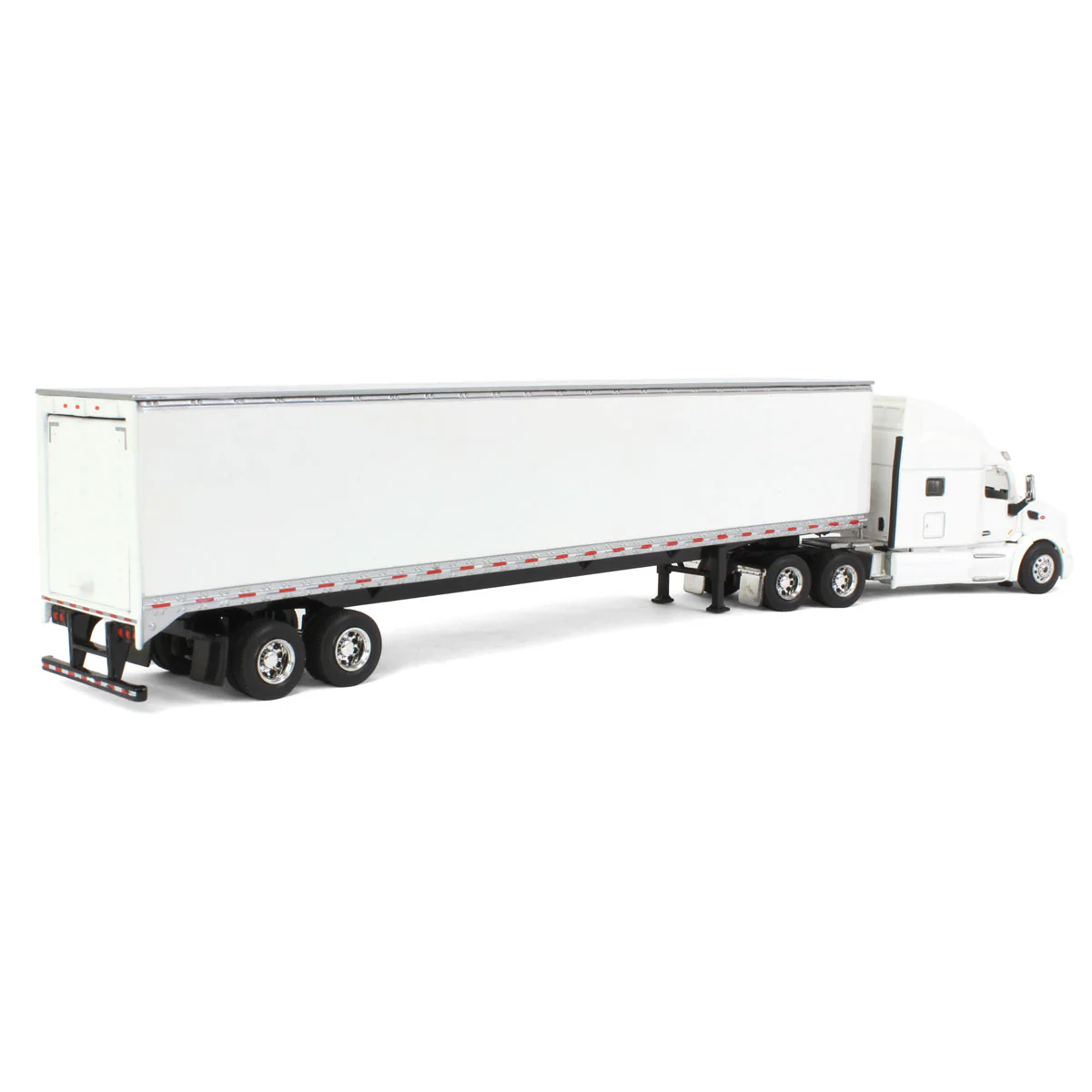 1/64 White Peterbilt 579 Semi Truck with Sleeper Cab & White Trailer with Single Rear Door by SpecCast - Image 3
