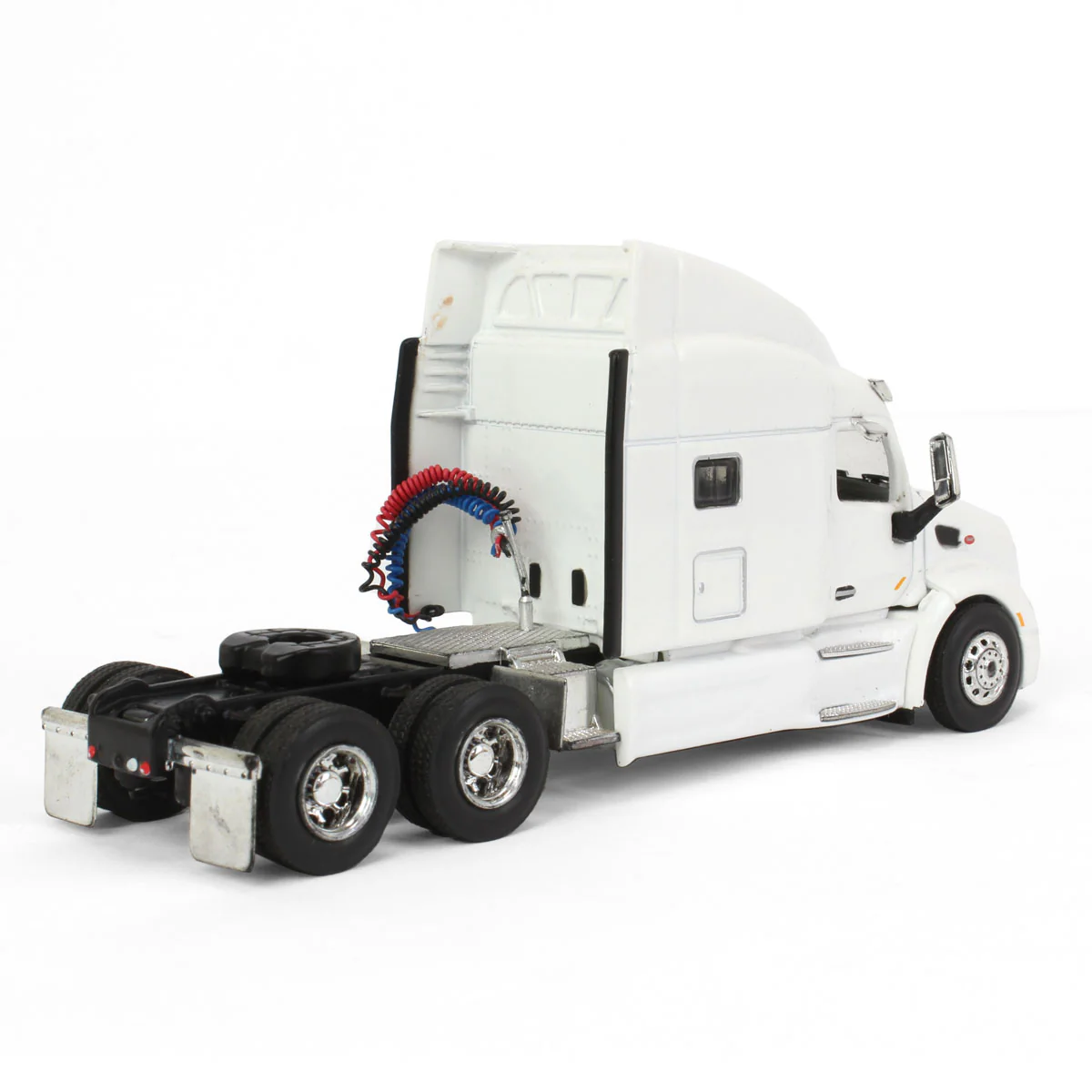 1/64 White Peterbilt 579 Semi Truck with Sleeper Cab & White Trailer with Single Rear Door by SpecCast - Image 5
