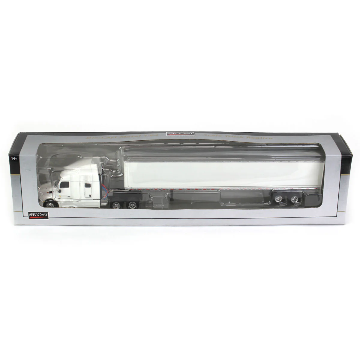 1/64 White Peterbilt 579 Semi Truck with Sleeper Cab & White Trailer with Single Rear Door by SpecCast - Image 6