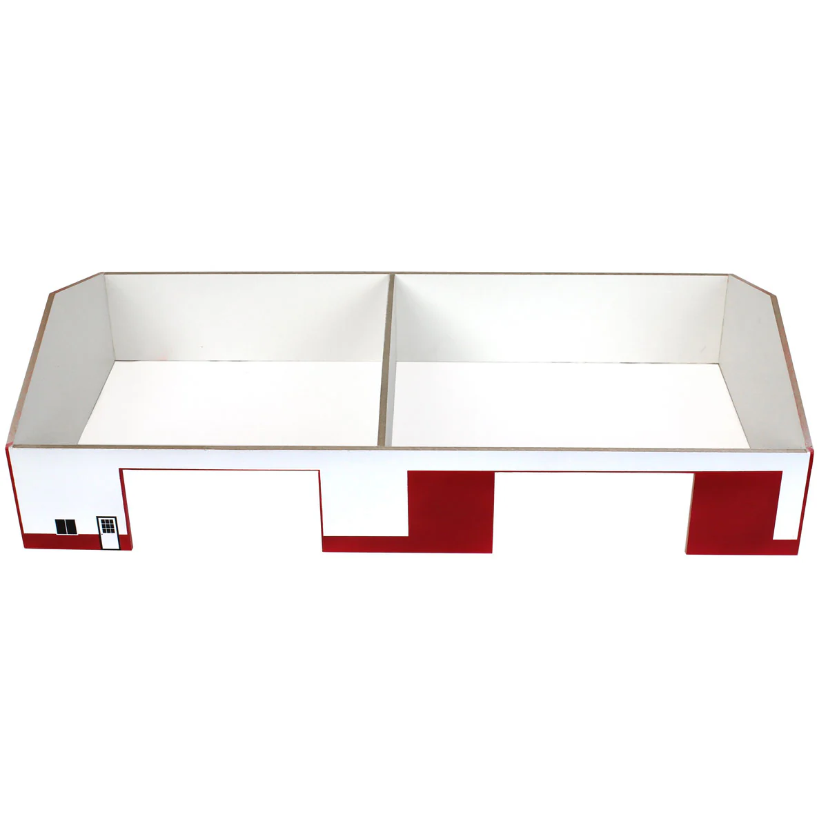 1/64 White & Red 2 Door 70ft x 130ft Wooden Implement Pole Building with Divided Shop Area - Image 4