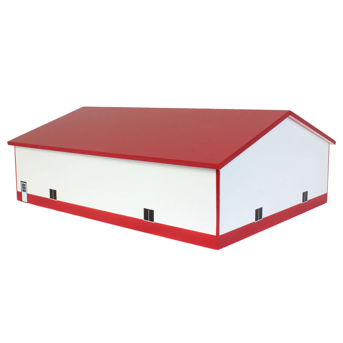 1/64 White & Red 3 Door 60ft x 80ft Wooden Implement or Shop Building - Image 3