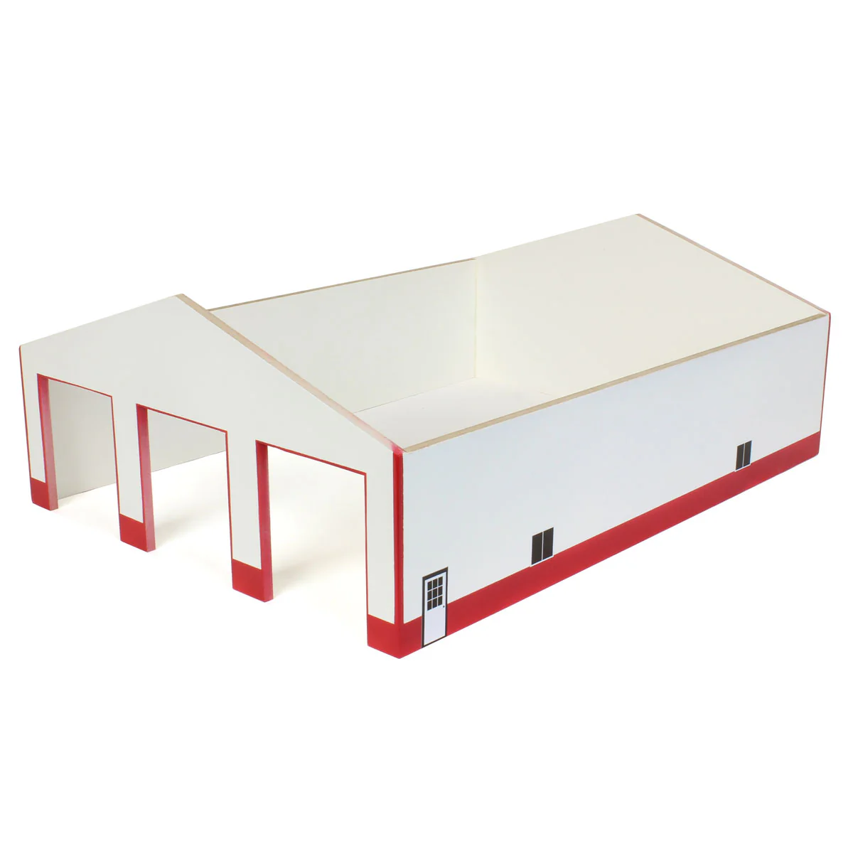 1/64 White & Red 3 Door 60ft x 80ft Wooden Implement or Shop Building - Image 4