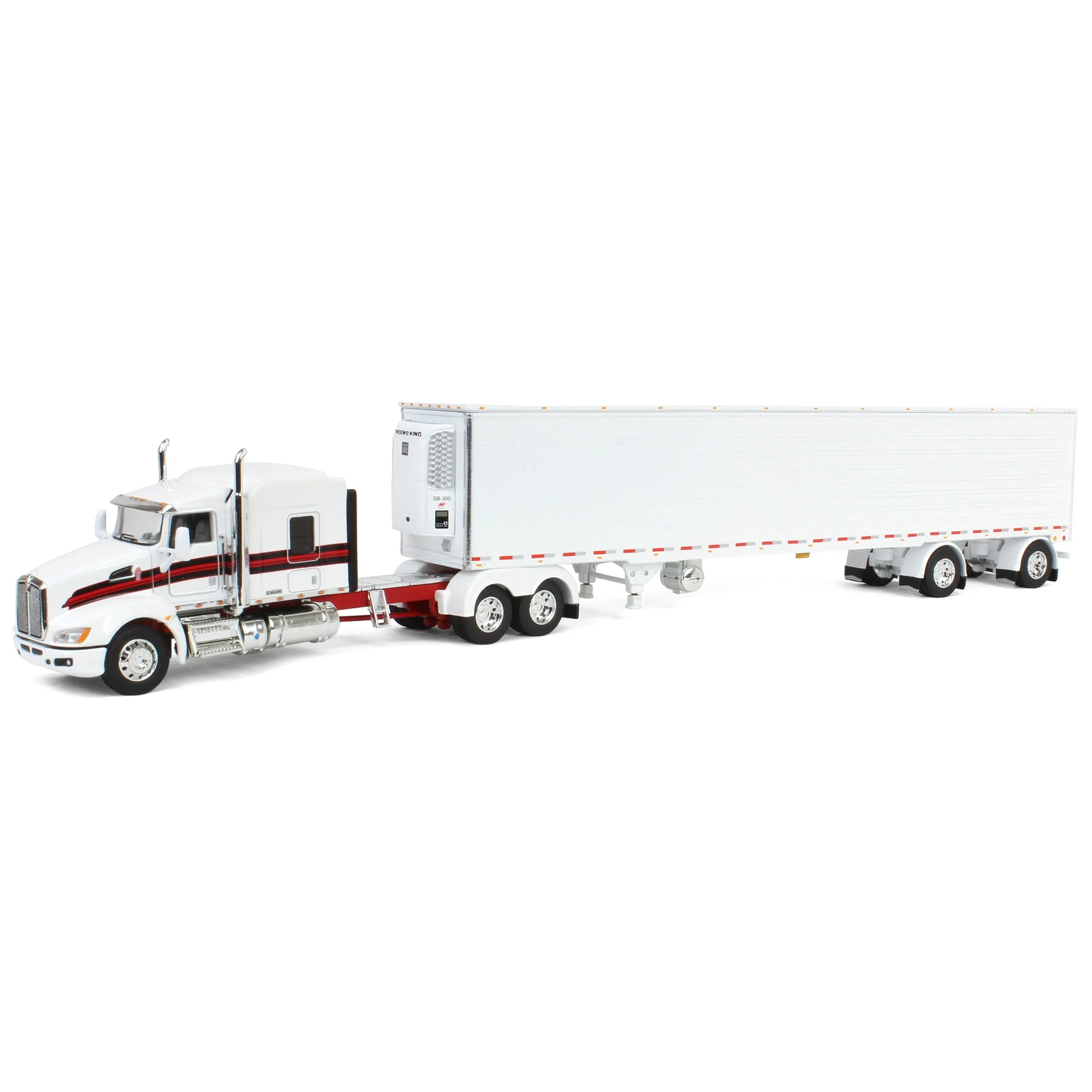 1/64 White/Red Kenworth T660 with Spread Axle Reefer Trailer, DCP by First Gear