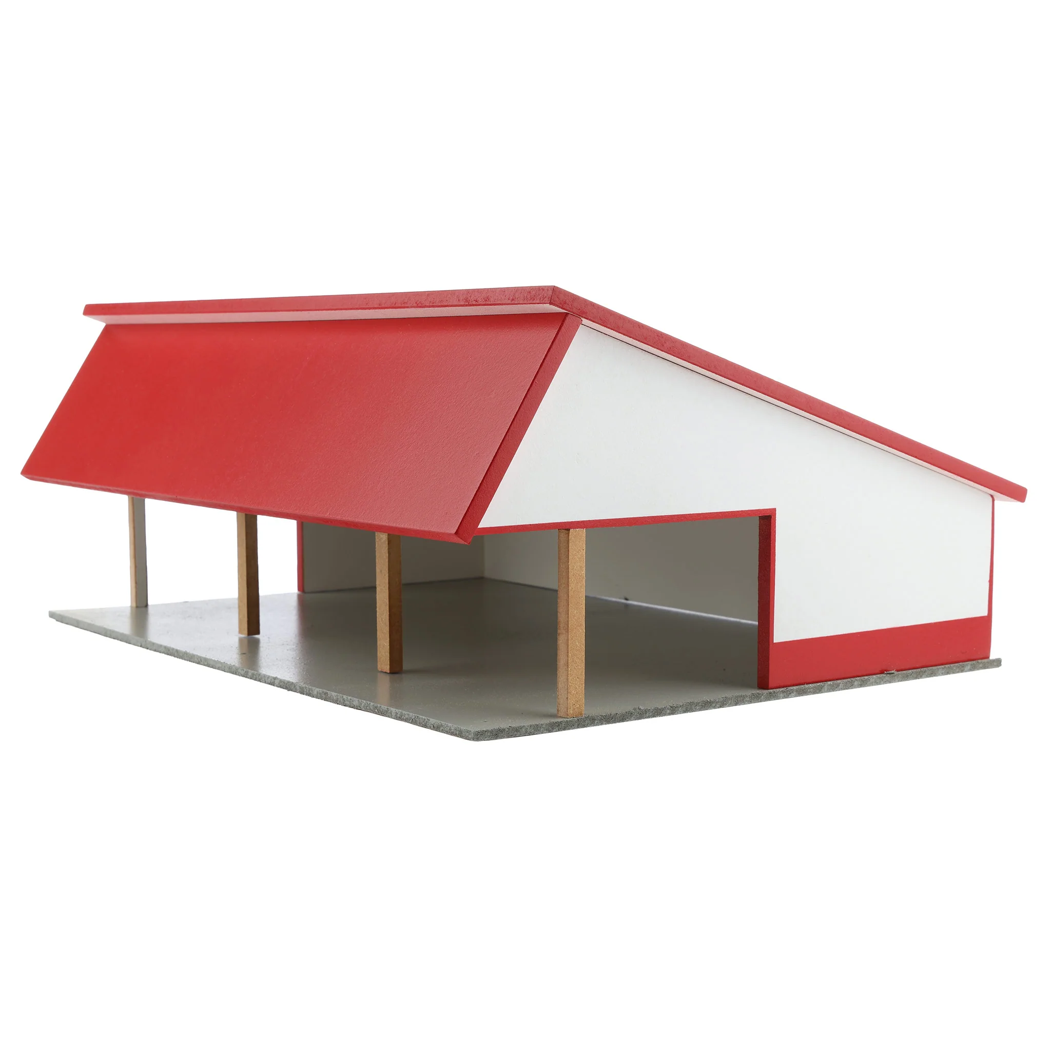 1/64 White & Red 64ft x 48ft Wooden Cattle Shed with Removeable Roof - Image 2