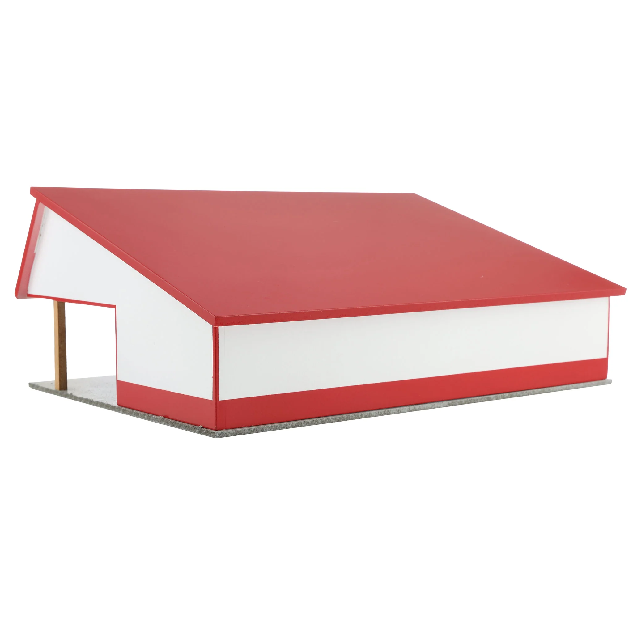 1/64 White & Red 64ft x 48ft Wooden Cattle Shed with Removeable Roof - Image 3