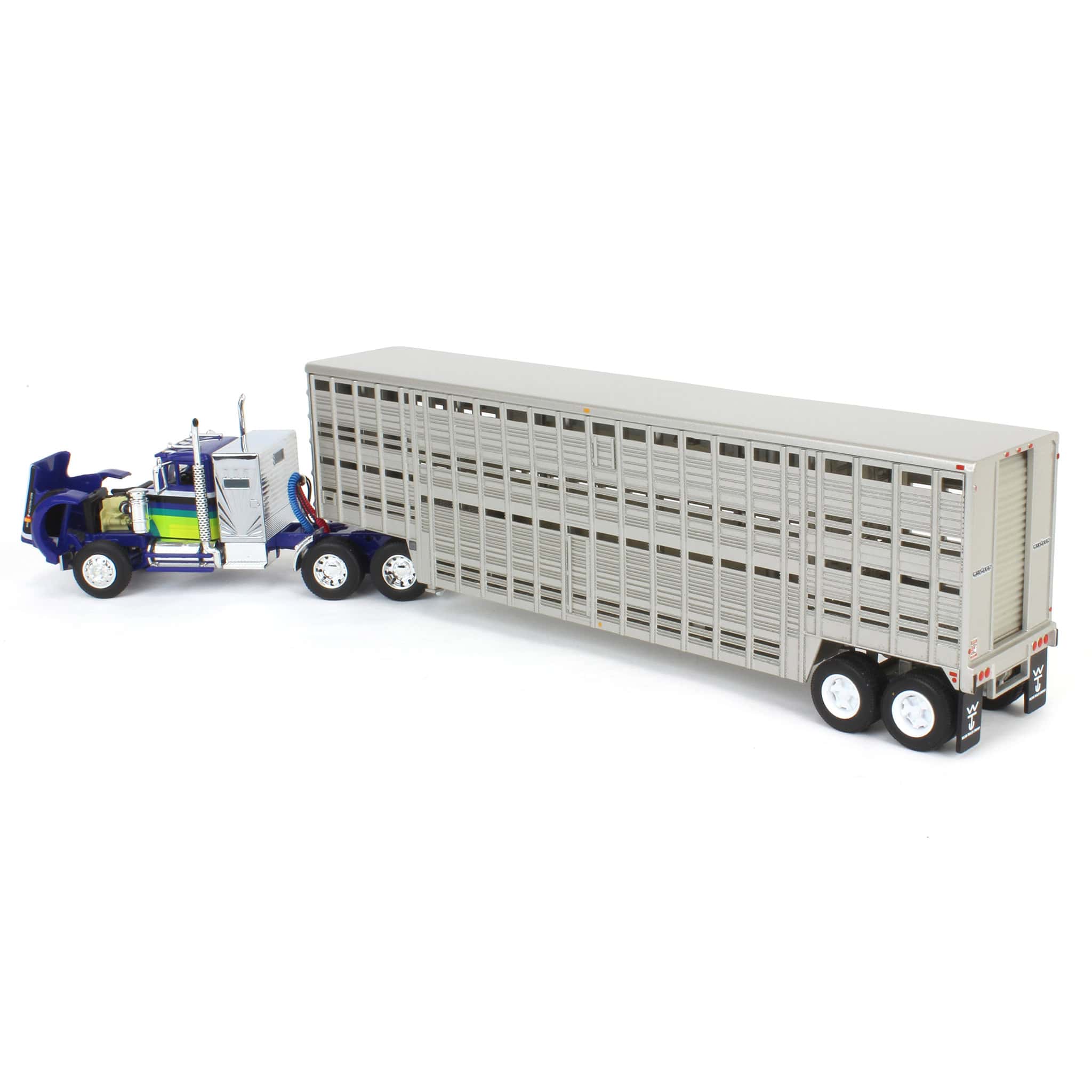 1/64 White Western Star 4900 with Vintage Wilson Livestock Trailer, DCP by First Gear - Image 4