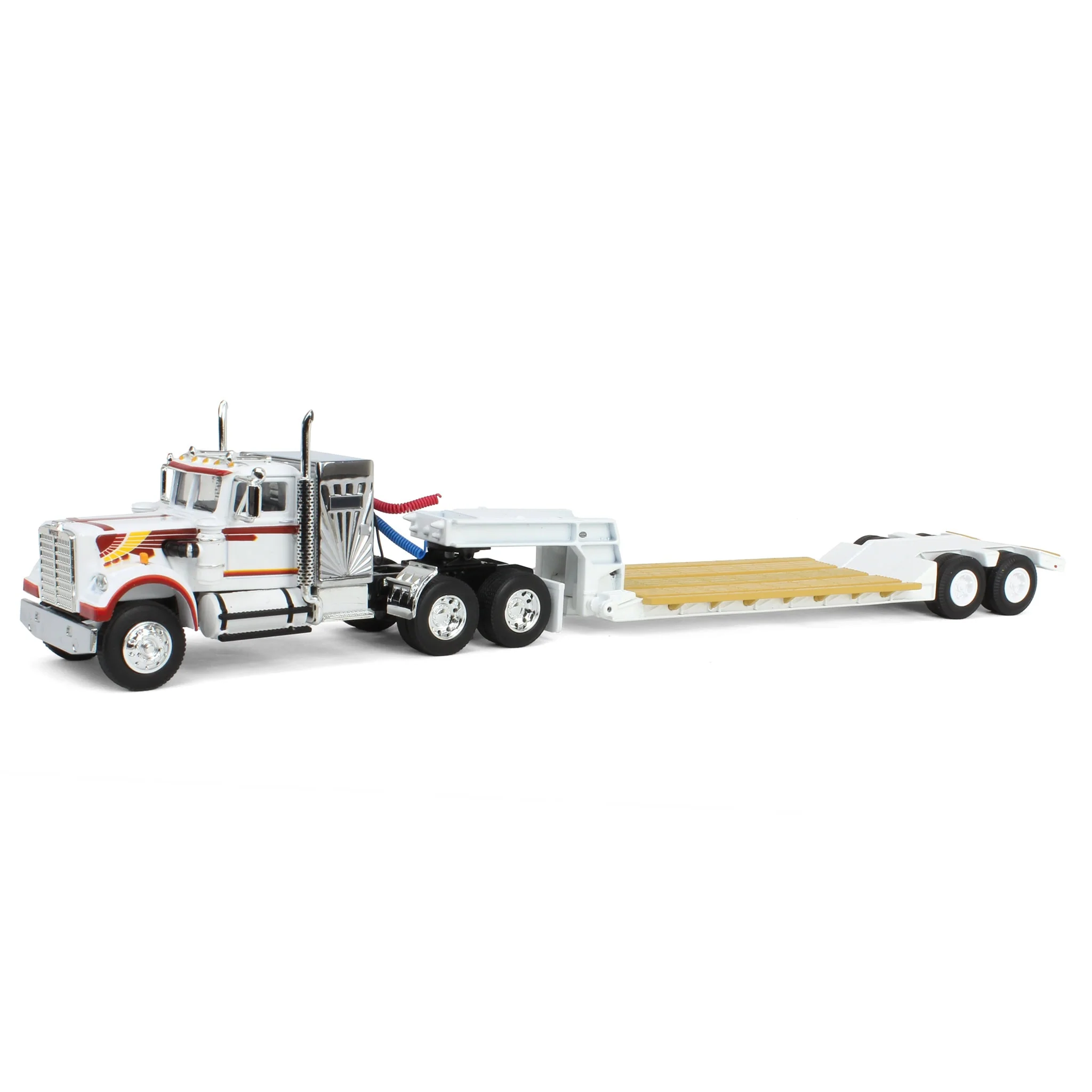 1/64 White Western Star 4900 Semi Truck with 36in Vintage Sleeper & Rogers Vintage Lowboy Trailer, DCP by First Gear