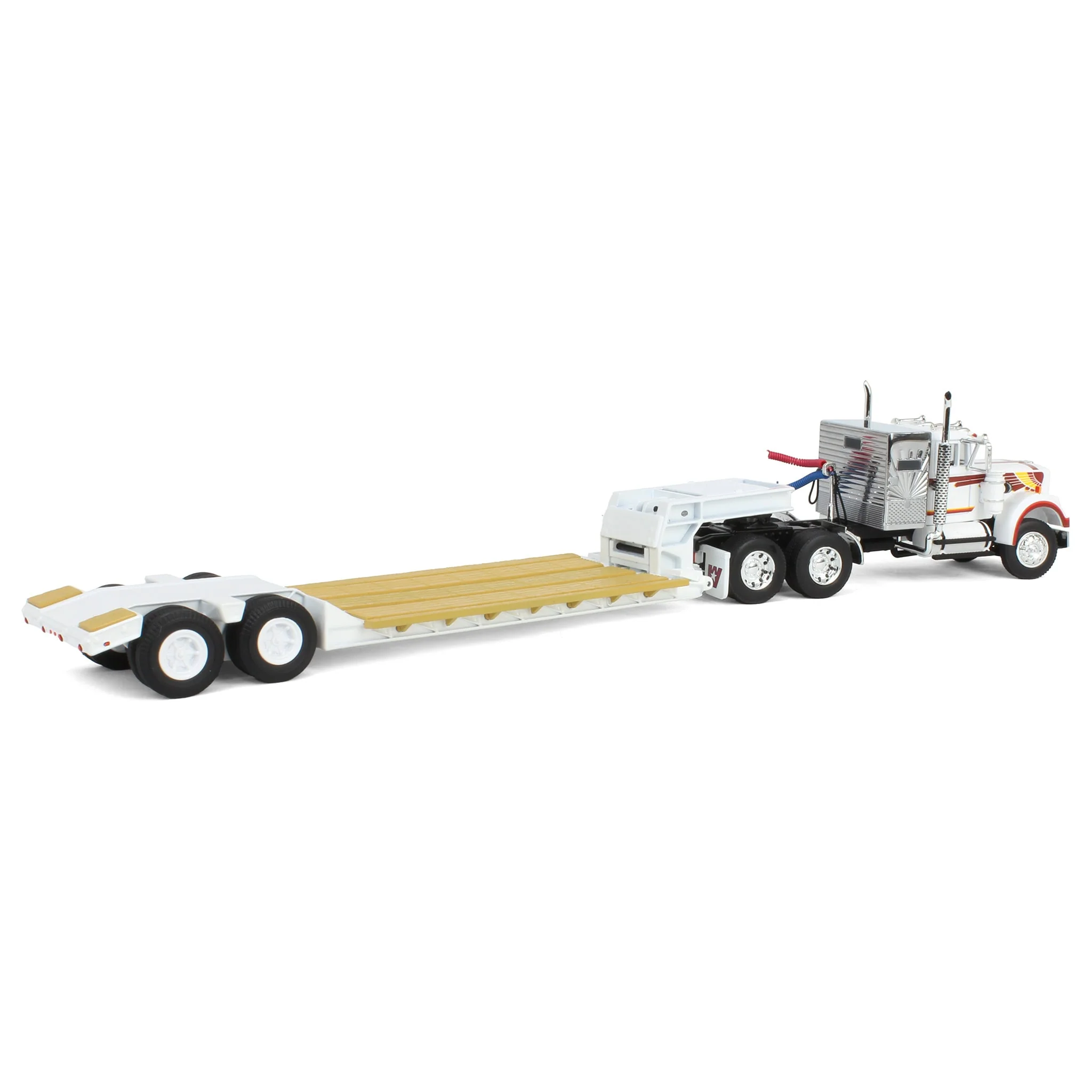 1/64 White Western Star 4900 Semi Truck with 36in Vintage Sleeper & Rogers Vintage Lowboy Trailer, DCP by First Gear - Image 3