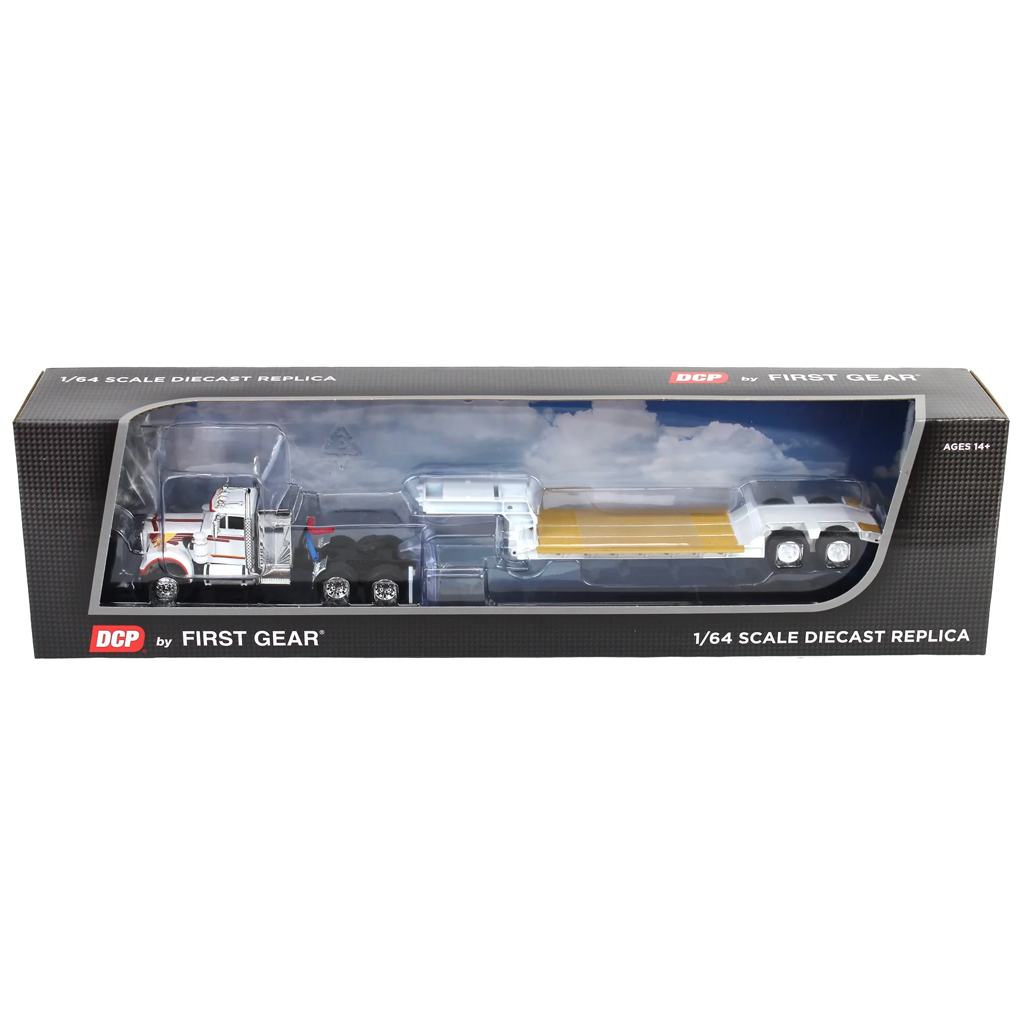 1/64 White Western Star 4900 Semi Truck with 36in Vintage Sleeper & Rogers Vintage Lowboy Trailer, DCP by First Gear - Image 5