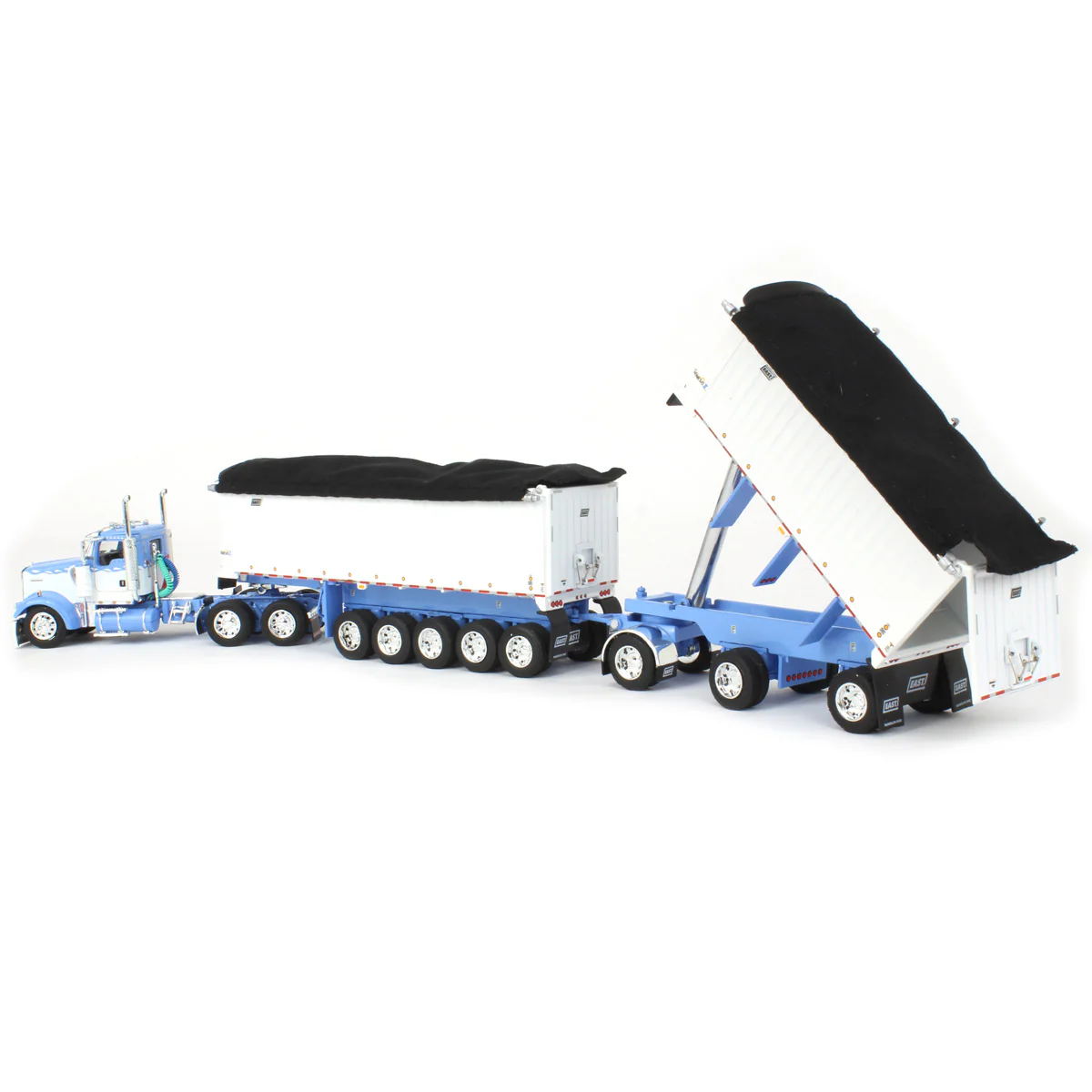 1/64 Wisteria/White Kenworth W900L with 31ft & 20ft End Dump Trailers, DCP by First Gear - Image 4