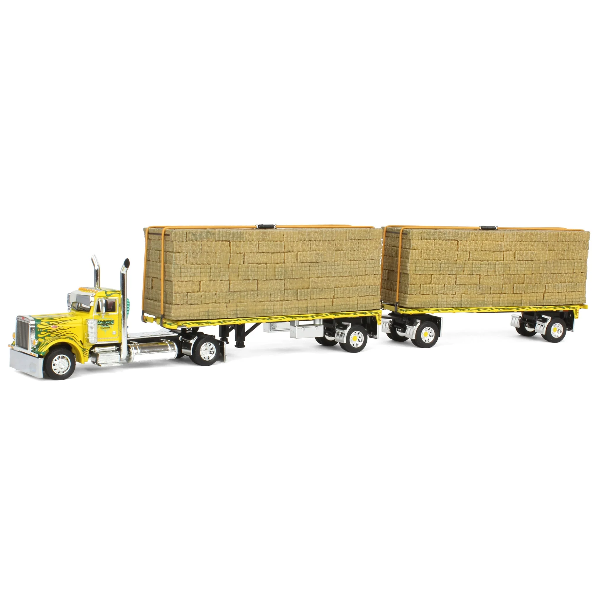 1/64 Maggini & Son Peterbilt 379 & 2 Pup Flatbeds with Hay Loads, 2024 NTT'NC Show, DCP by First Gear