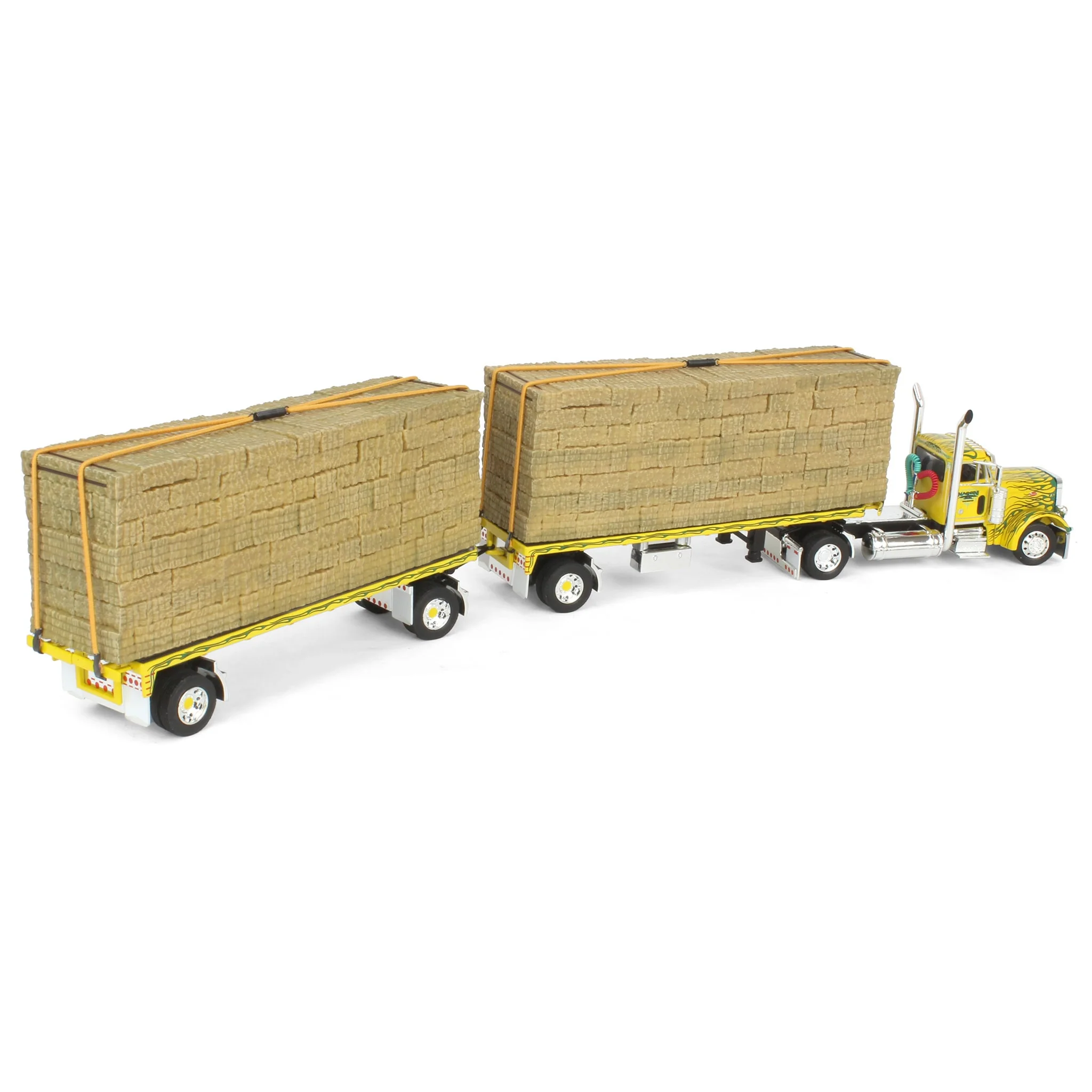 1/64 Maggini & Son Peterbilt 379 & 2 Pup Flatbeds with Hay Loads, 2024 NTT'NC Show, DCP by First Gear - Image 3