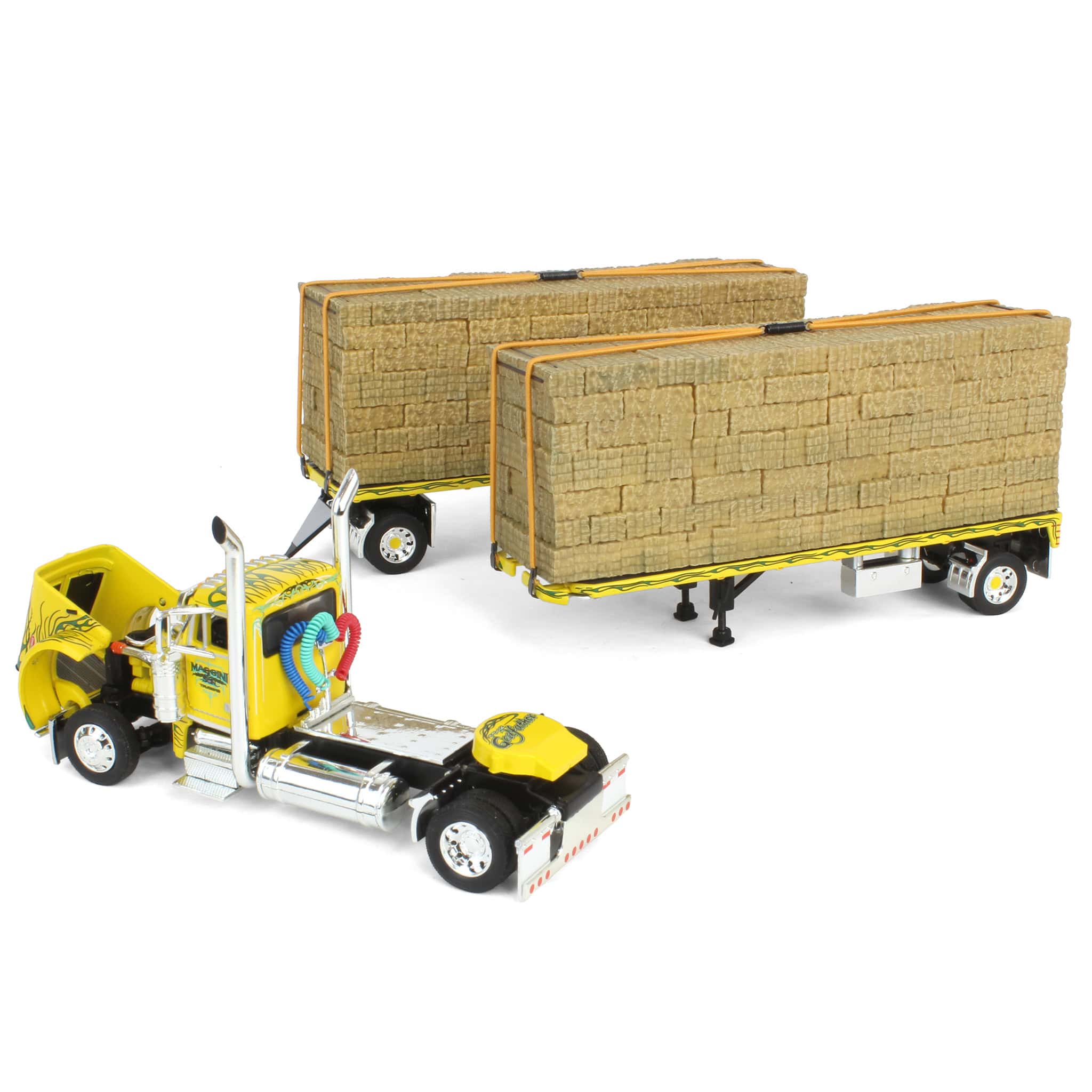 1/64 Maggini & Son Peterbilt 379 & 2 Pup Flatbeds with Hay Loads, 2024 NTT'NC Show, DCP by First Gear - Image 5