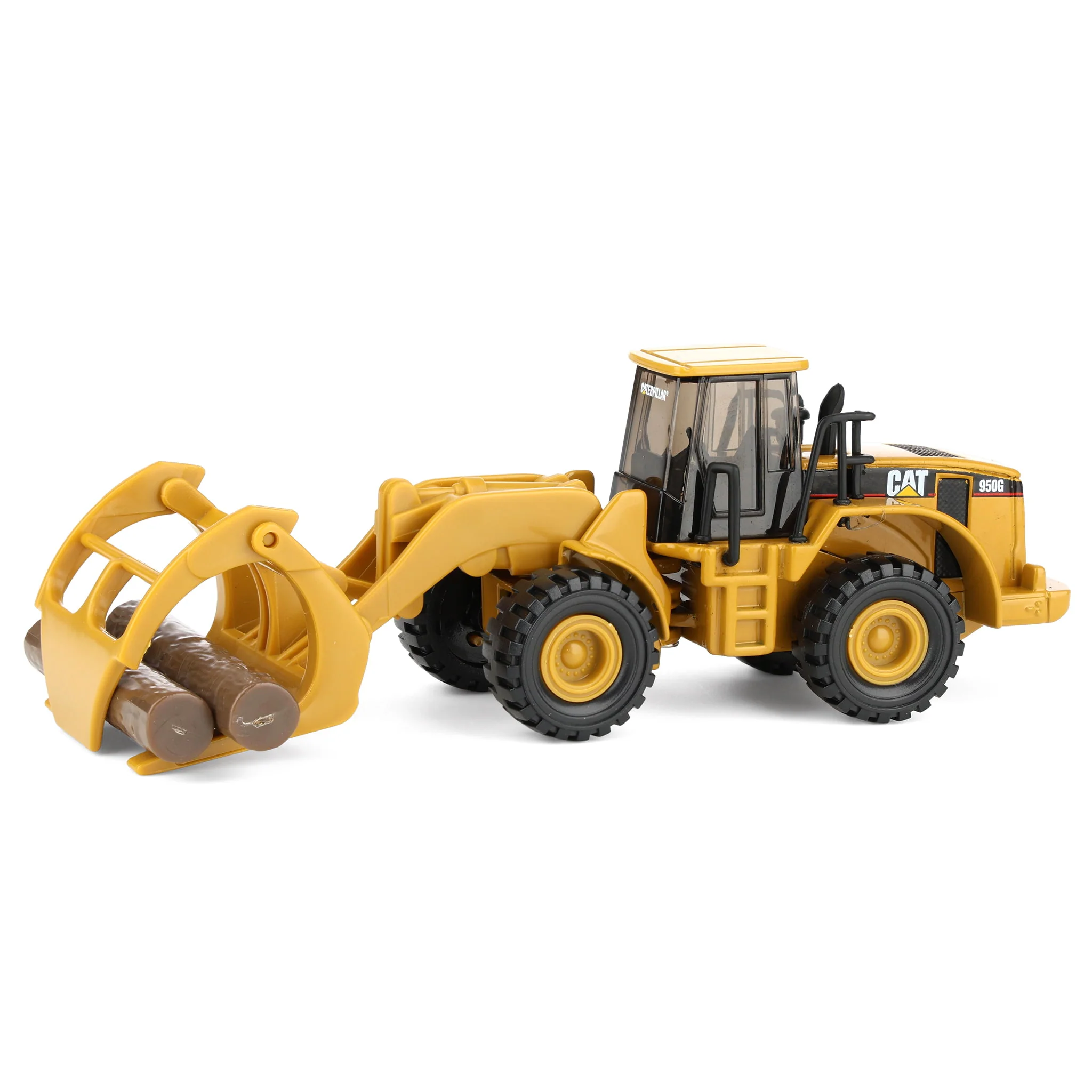 1/87 CAT 950G Wheel Loader with Fork and Wood Log by Diecast Masters