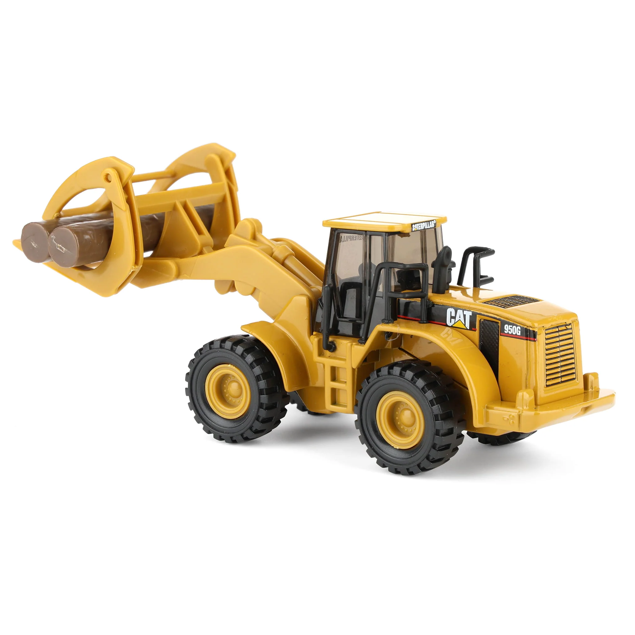 1/87 CAT 950G Wheel Loader with Fork and Wood Log by Diecast Masters - Image 4