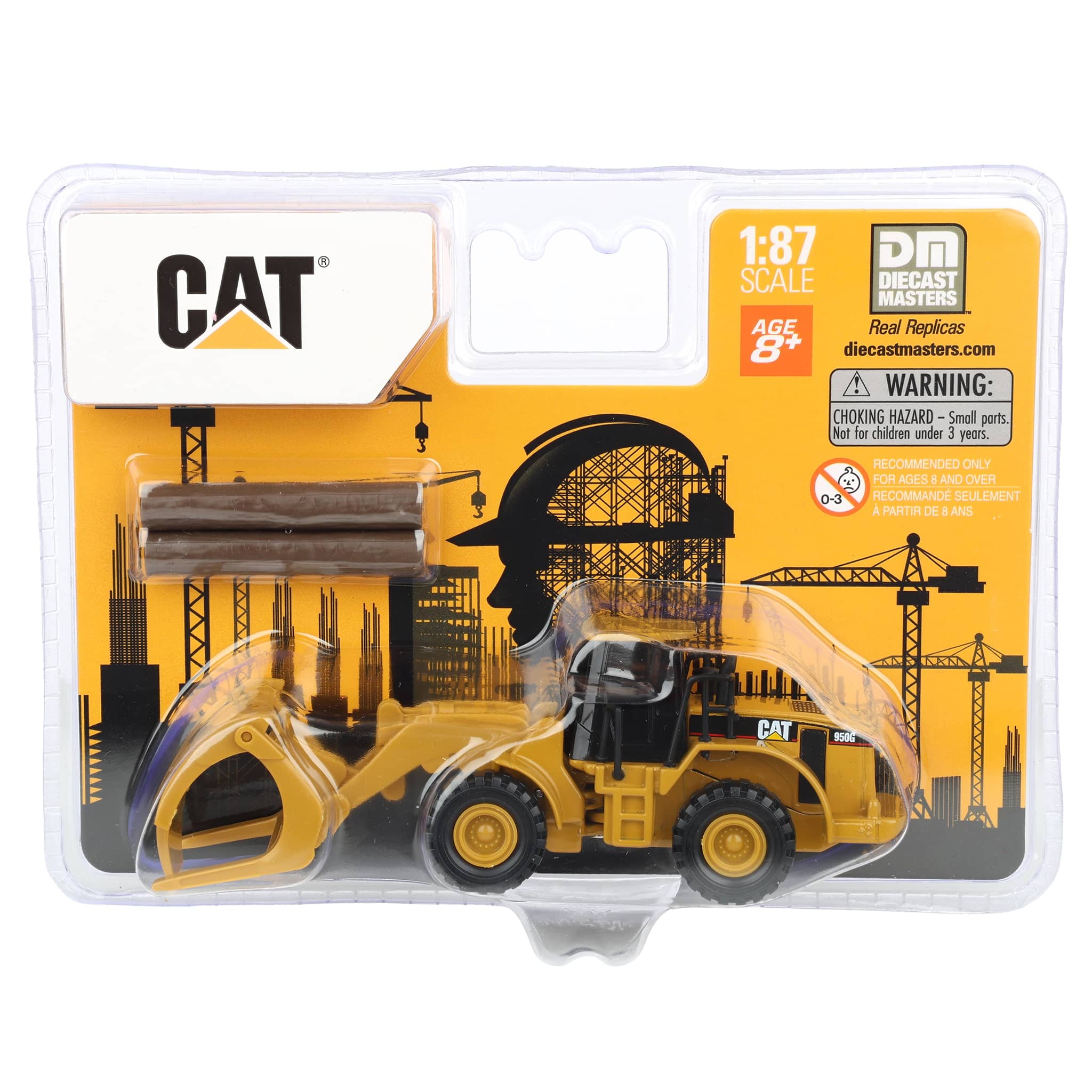 1/87 CAT 950G Wheel Loader with Fork and Wood Log by Diecast Masters - Image 6