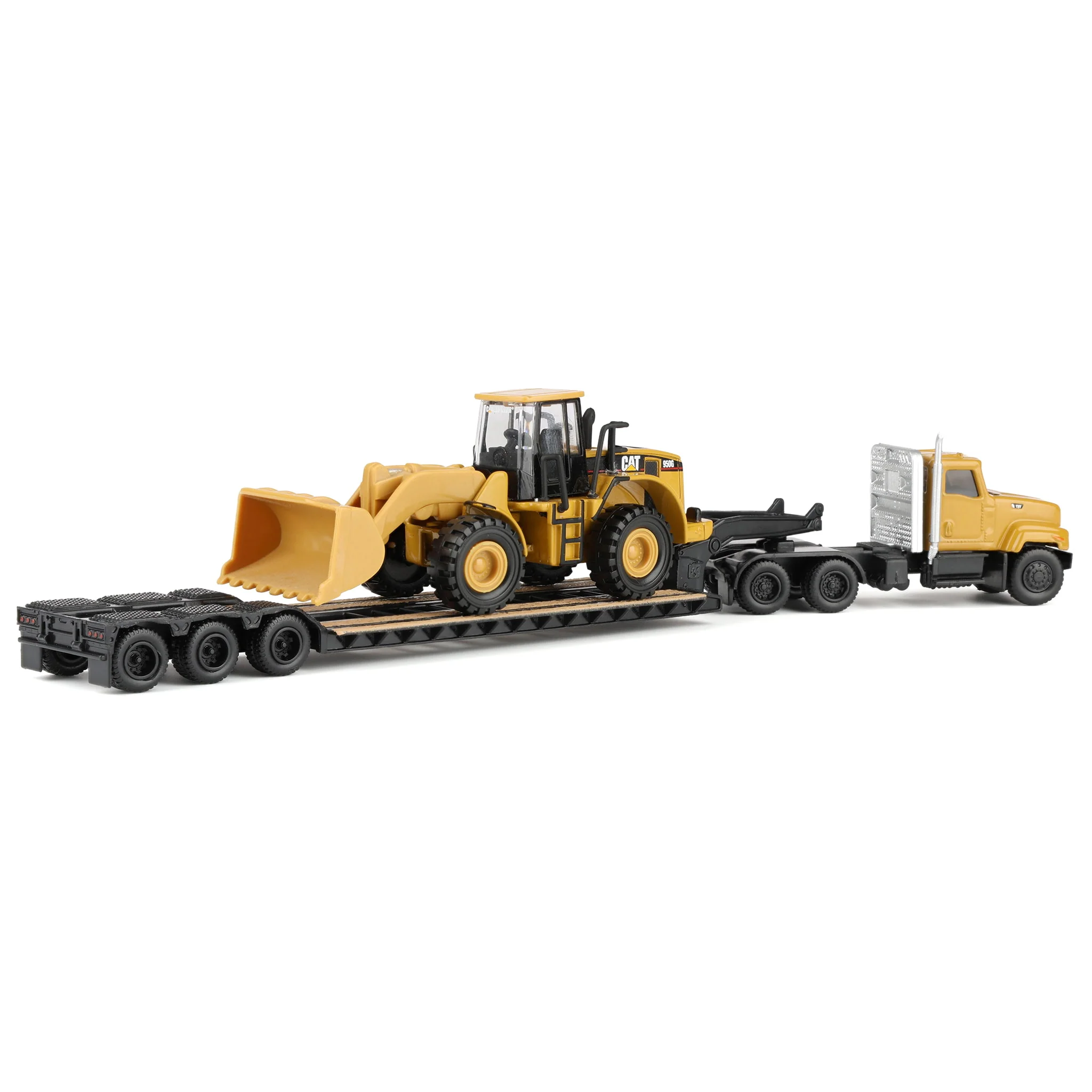 1/87 Caterpillar CT681 Day Cab Semi Truck with Lowboy Trailer & 950G Wheel Loader by Diecast Masters - Image 3