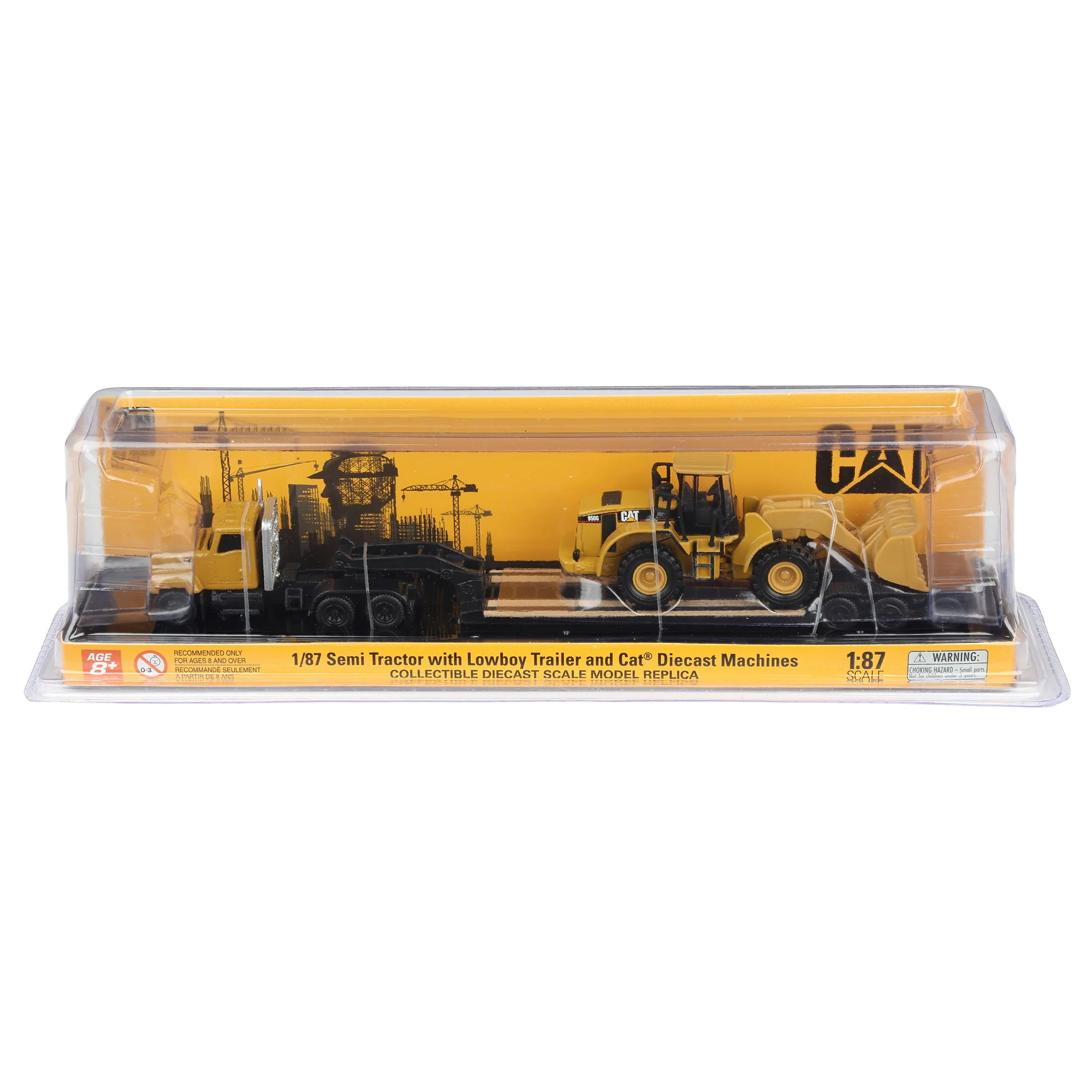 1/87 Caterpillar CT681 Day Cab Semi Truck with Lowboy Trailer & 950G Wheel Loader by Diecast Masters - Image 6