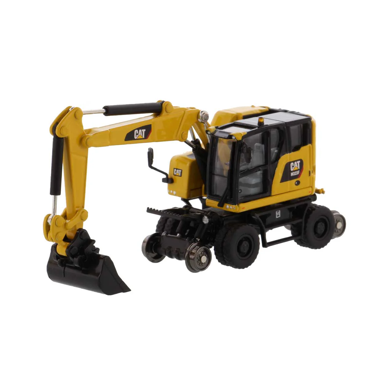 1/87 Caterpillar M323F Railroad Wheeled Excavator by Diecast Masters