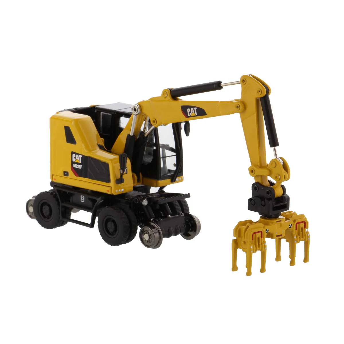 1/87 Caterpillar M323F Railroad Wheeled Excavator by Diecast Masters - Image 2