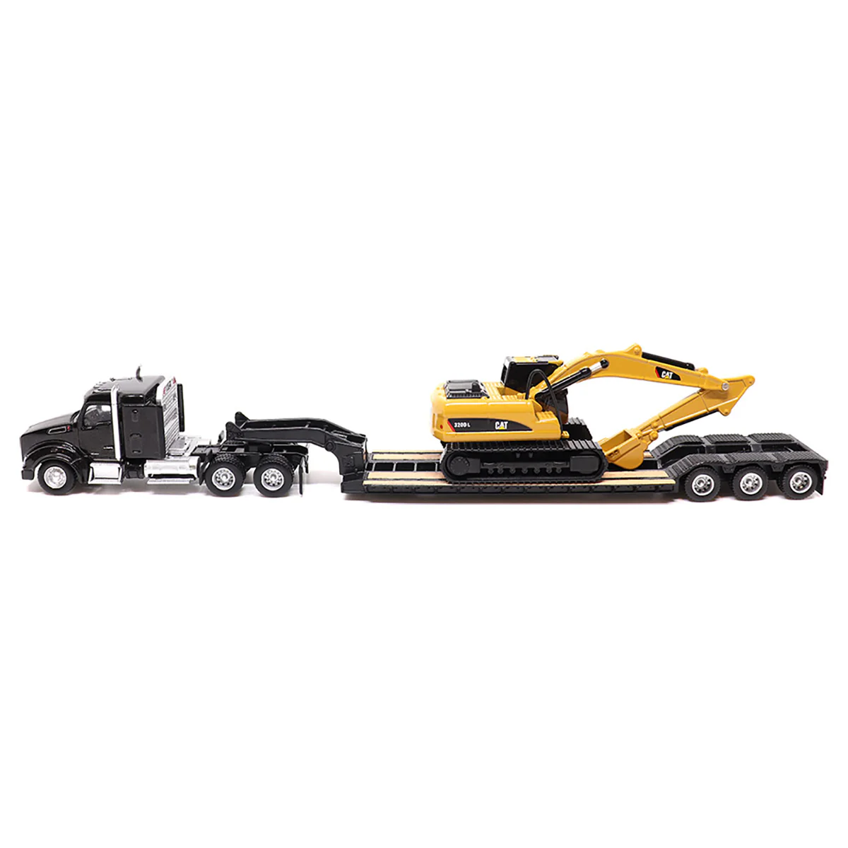 1/87 Kenworth T880s SBFS Tandem Tractor with Lowboy Trailer & Caterpillar 320D L Hydraulic Excavator by Diecast Masters - Image 2