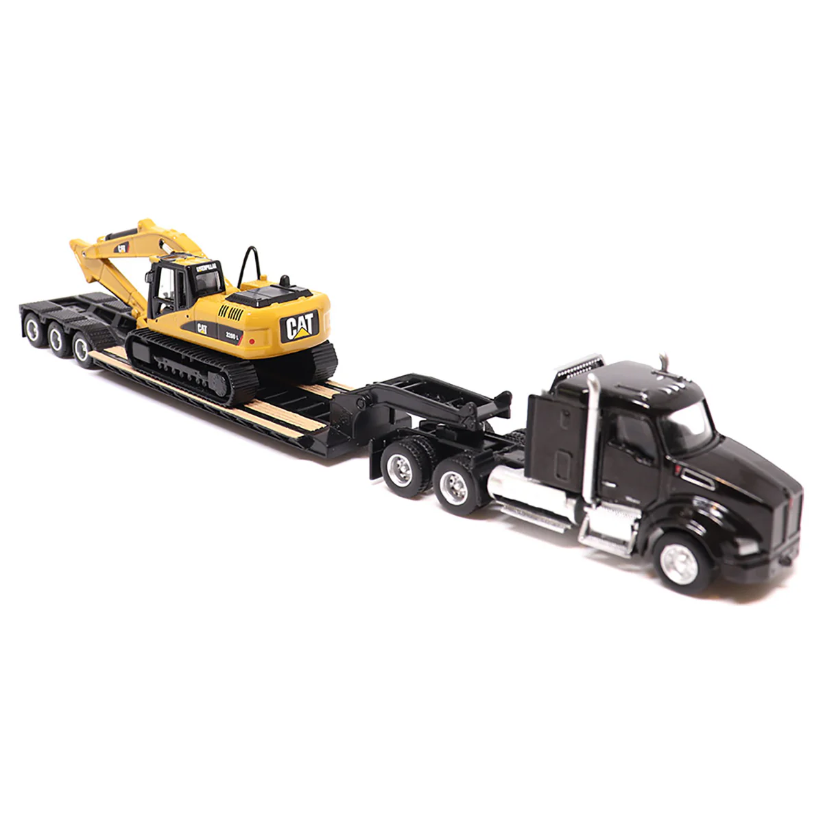 1/87 Kenworth T880s SBFS Tandem Tractor with Lowboy Trailer & Caterpillar 320D L Hydraulic Excavator by Diecast Masters - Image 3