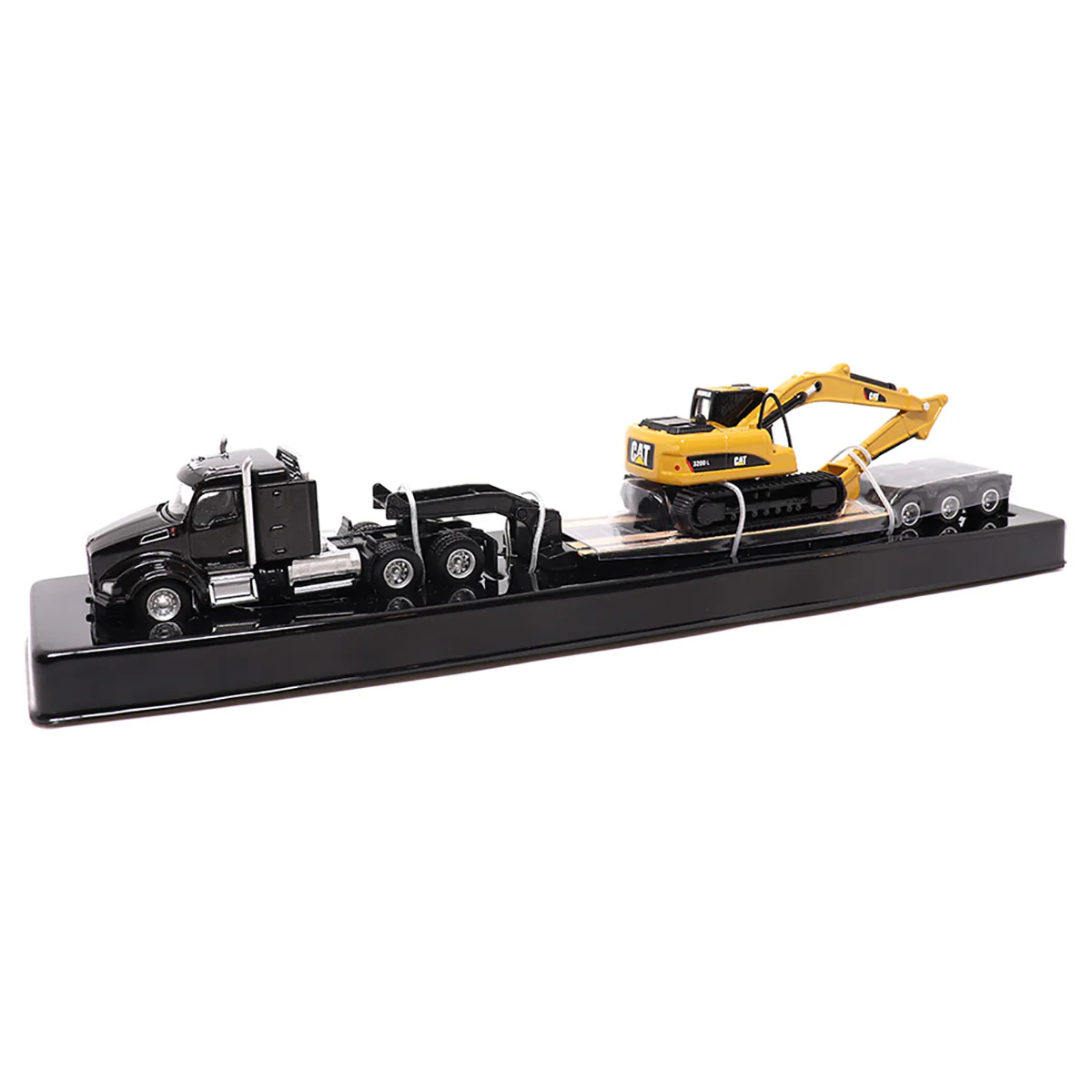 1/87 Kenworth T880s SBFS Tandem Tractor with Lowboy Trailer & Caterpillar 320D L Hydraulic Excavator by Diecast Masters - Image 8