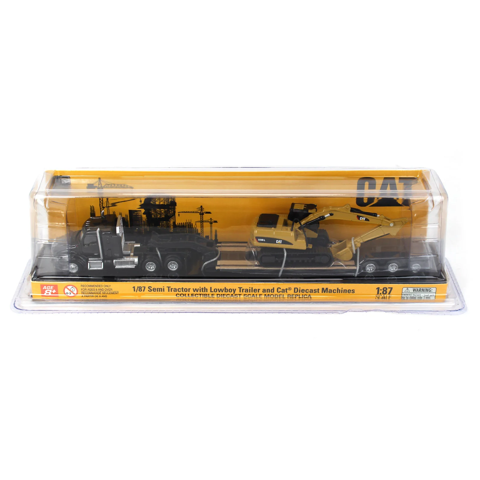 1/87 Kenworth T880s SBFS Tandem Tractor with Lowboy Trailer & Caterpillar 320D L Hydraulic Excavator by Diecast Masters - Image 9