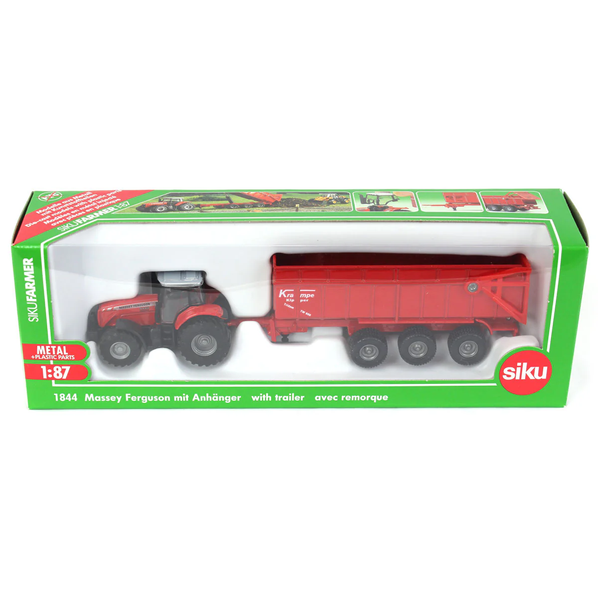 1/87 Massey Ferguson 8480 Tractor with Krampe Dump Trailer by SIKU - Image 6
