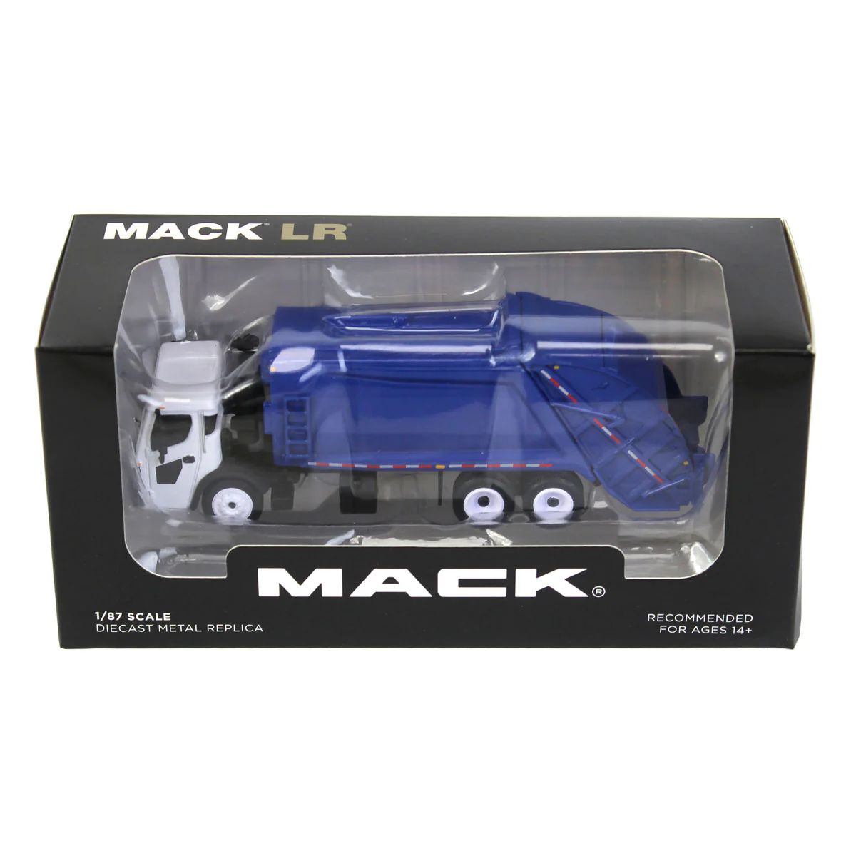 1/87 White Mack LR with Blue McNeilus Meridian Rear Loader by First Gear - Image 3