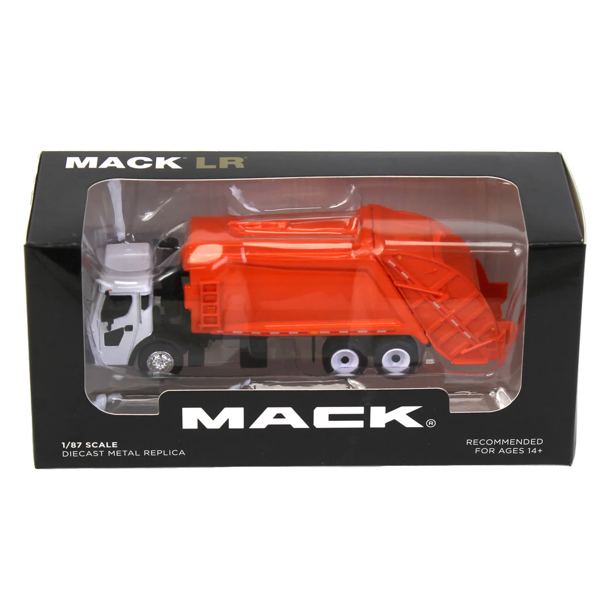 1/87 White Mack LR with Orange McNeilus Meridian Rear Loader by First Gear - Image 3