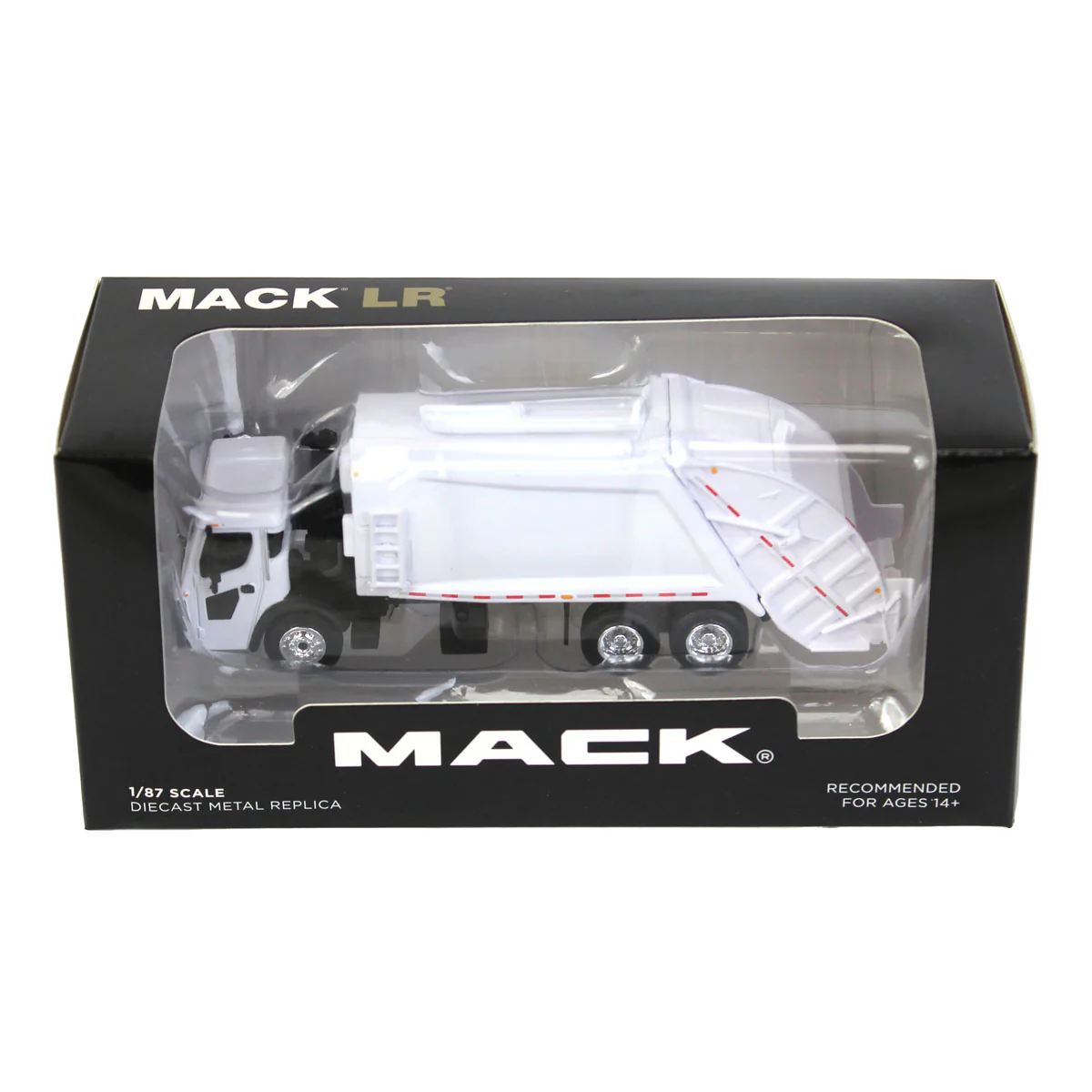 1/87 White Mack LR Garbage Truck with McNeilus Meridian Rear Loader by First Gear - Image 3