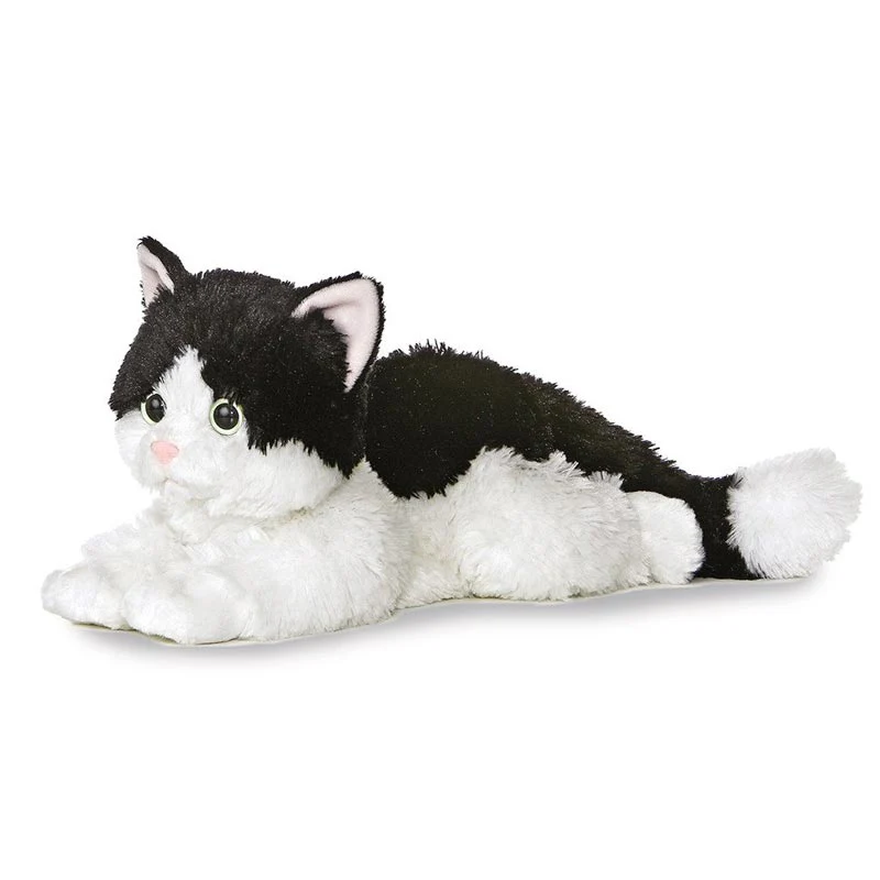12in Oreo Black & White Tuxedo Cat Flopsie Plush Animal by Aurora