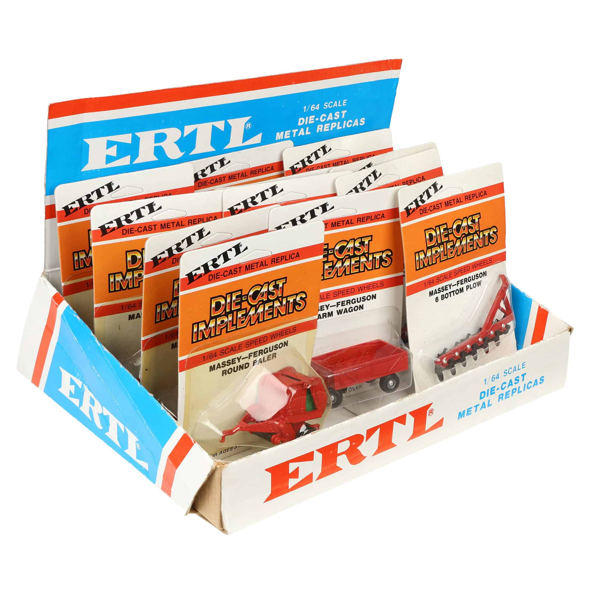 1970s/1980s ERTL Store Counter Advertising Display Box with Twelve (12) 1/64 Massey Ferguson Implements - Image 2