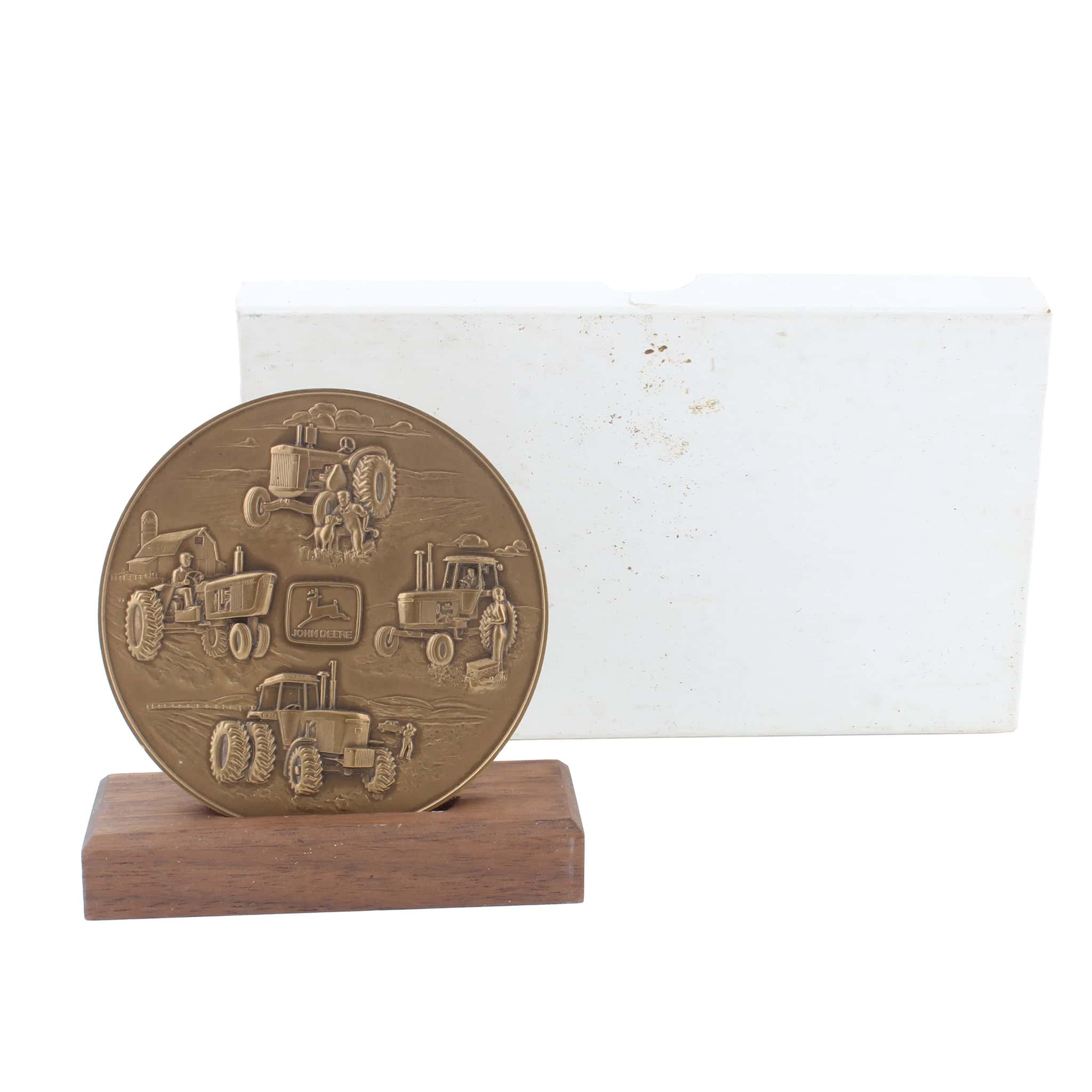 1983 Bronze John Deere Calendar Medallion, Four Generations 830, 4010, 4630, 50 Tractors