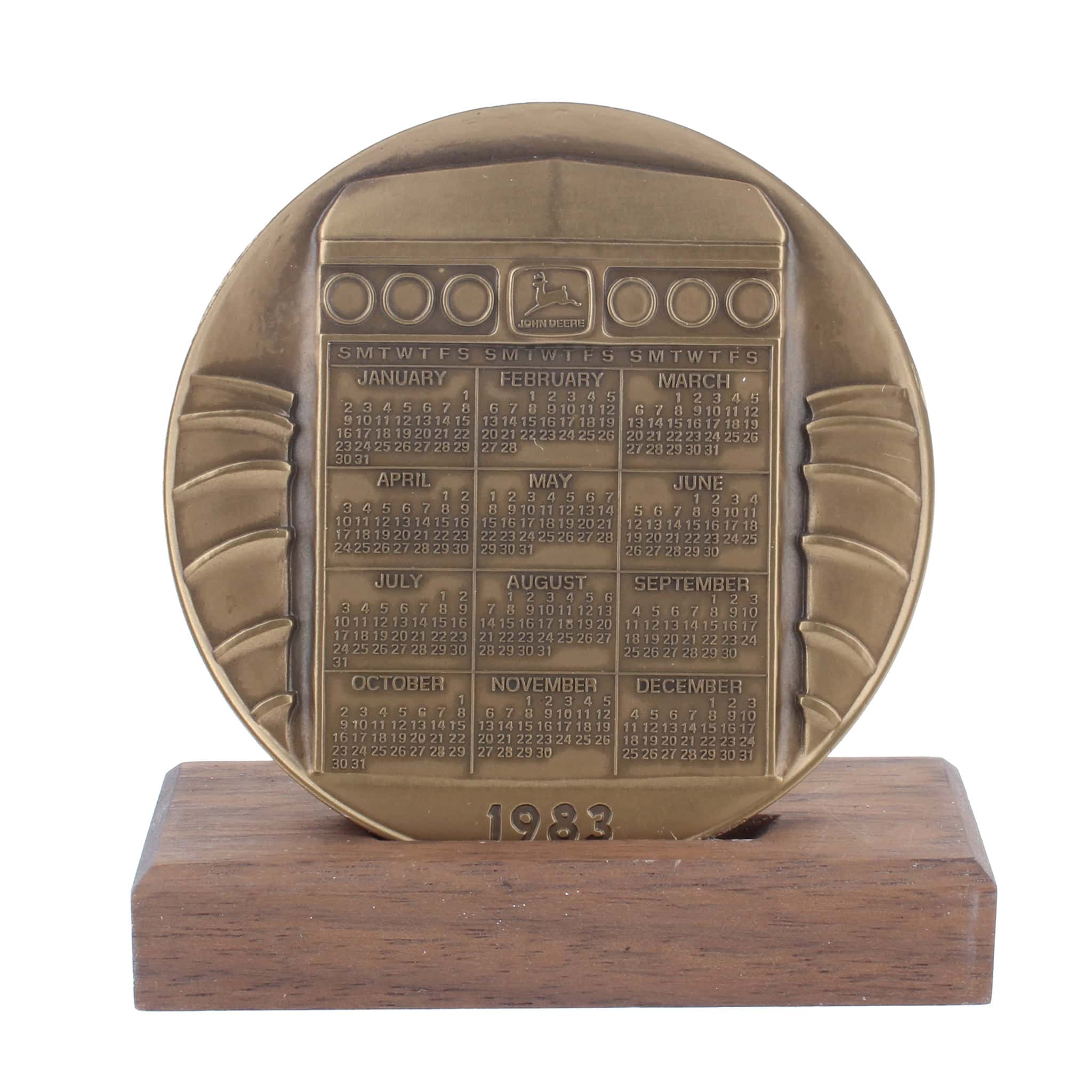 1983 Bronze John Deere Calendar Medallion, Four Generations 830, 4010, 4630, 50 Tractors - Image 3