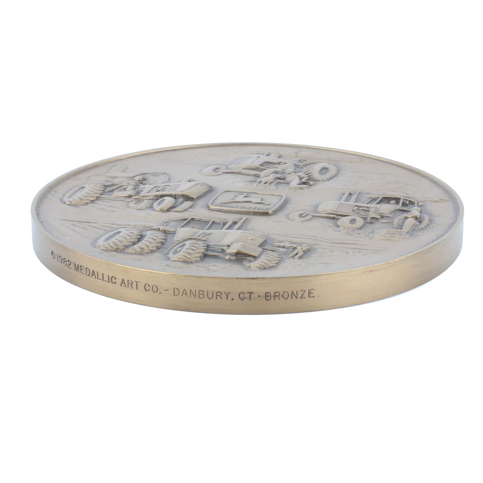 1983 Bronze John Deere Calendar Medallion, Four Generations 830, 4010, 4630, 50 Tractors - Image 4