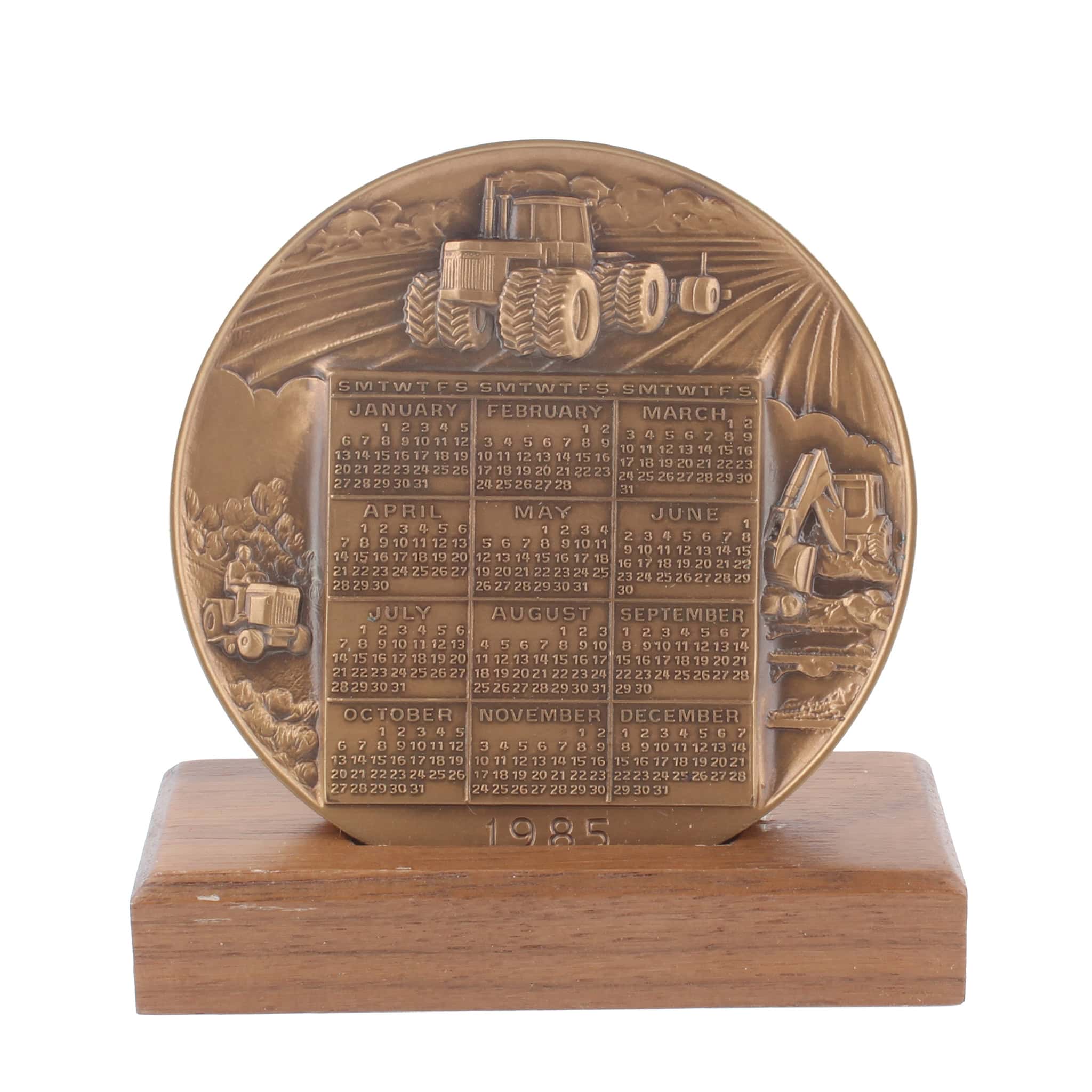 1985 Bronze John Deere Calendar Medallion, 1936 Trademark Logo - Image 2