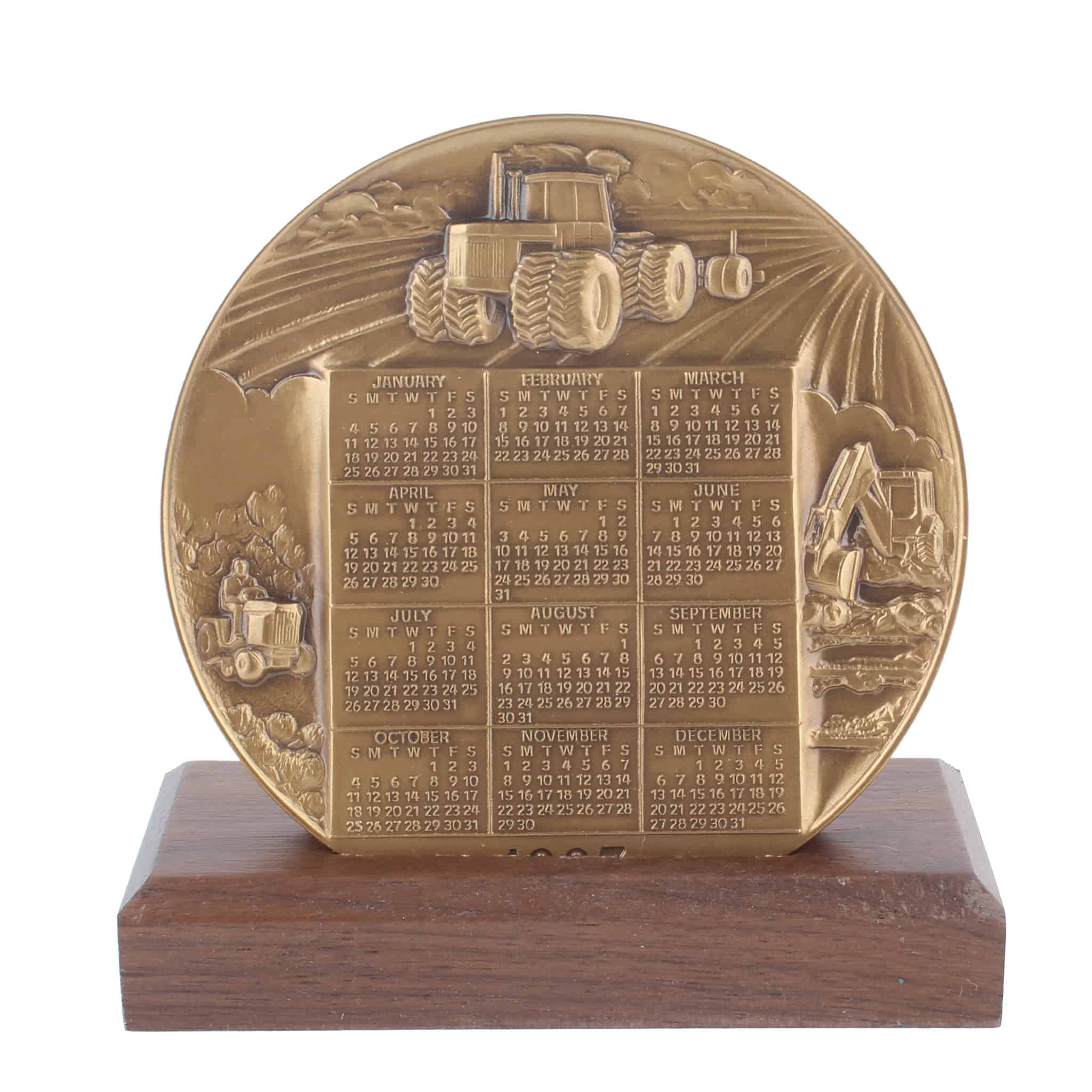 1987 Bronze John Deere Calendar Medallion, 1956 Trademark Logo - Image 2