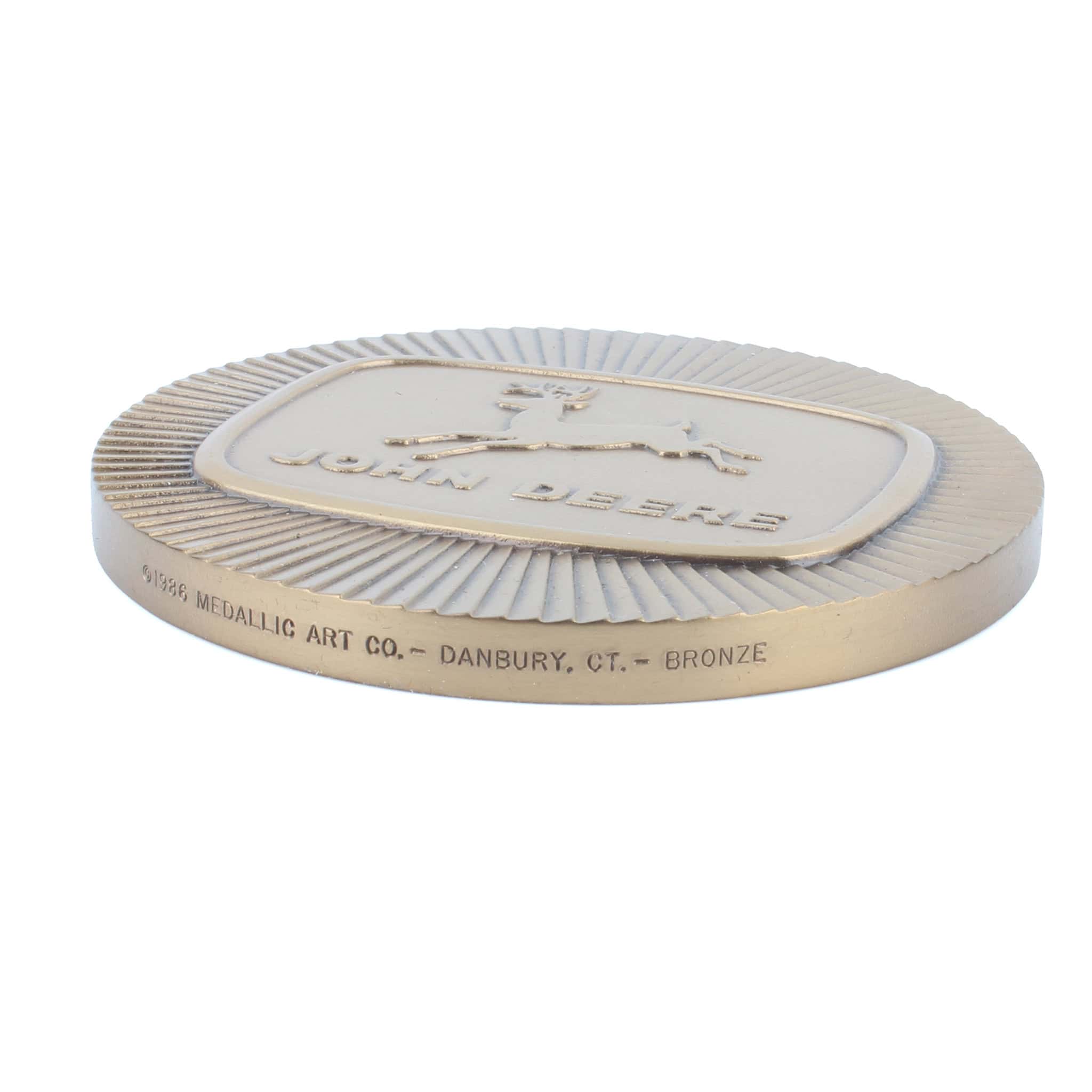 1987 Bronze John Deere Calendar Medallion, 1956 Trademark Logo - Image 3