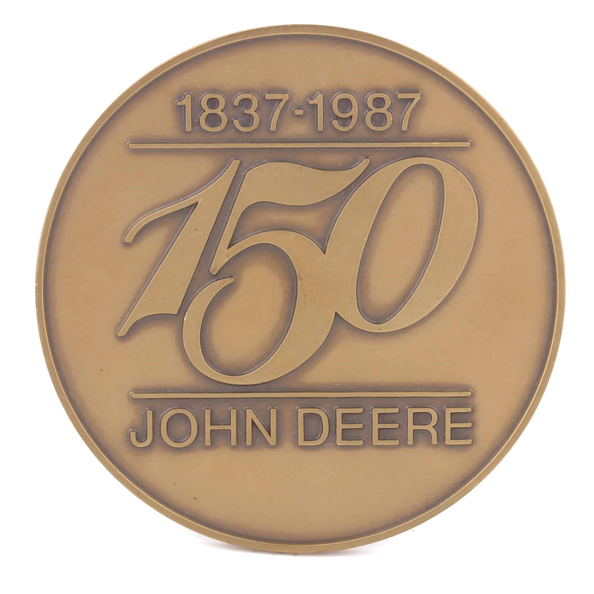 1987 John Deere 150 Plow Anniversary Bronze Medallion by Medallic Art Co