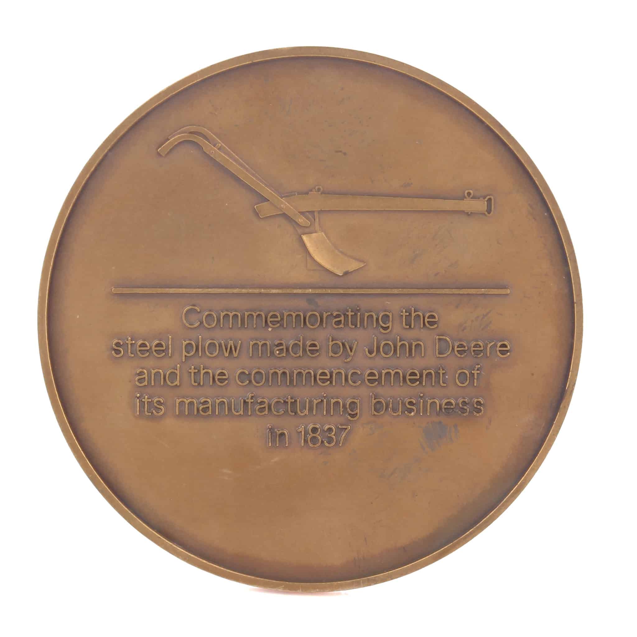 1987 John Deere 150 Plow Anniversary Bronze Medallion by Medallic Art Co - Image 2
