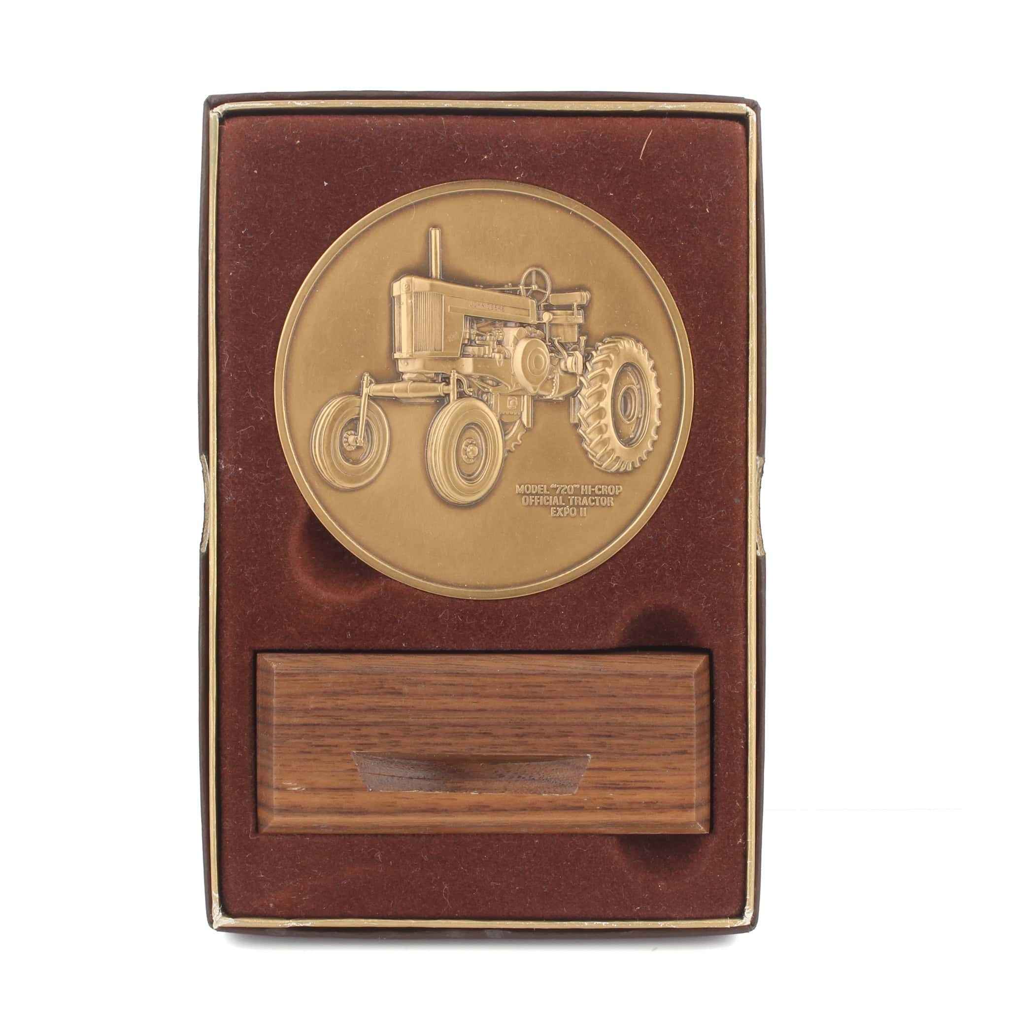 1990 John Deere Expo II World's Fair 2 Cylinder Tractors Bronze Medallion of Model 720 Hi-Crop