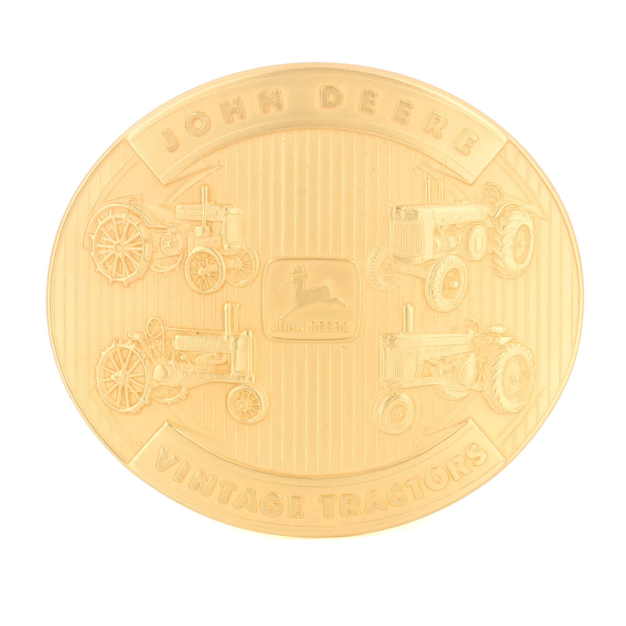 1992 John Deere 2 Cylinder Tractors 24k Gold Plated Oval Belt Buckle - Image 2